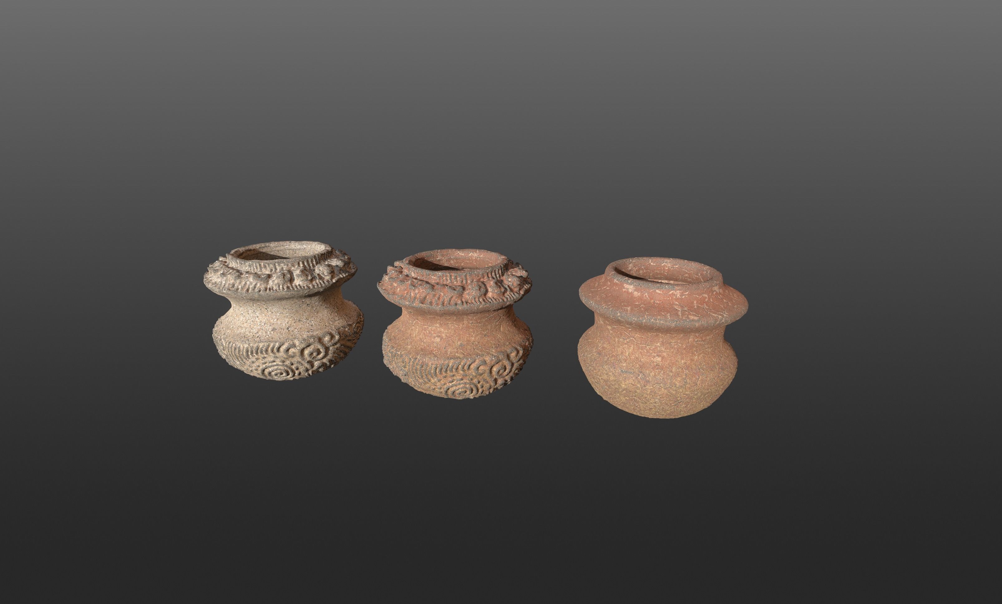 3D Antique Terracotta Vases Set 3D model_3