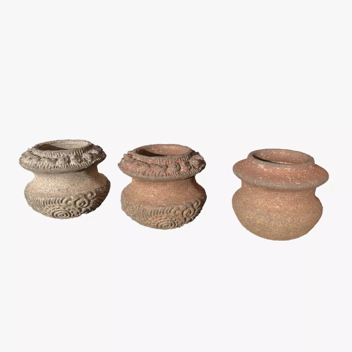 3D Antique Terracotta Vases Set 3D model_0