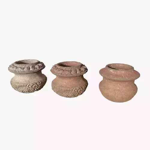 3D Antique Terracotta Vases Set 3D model