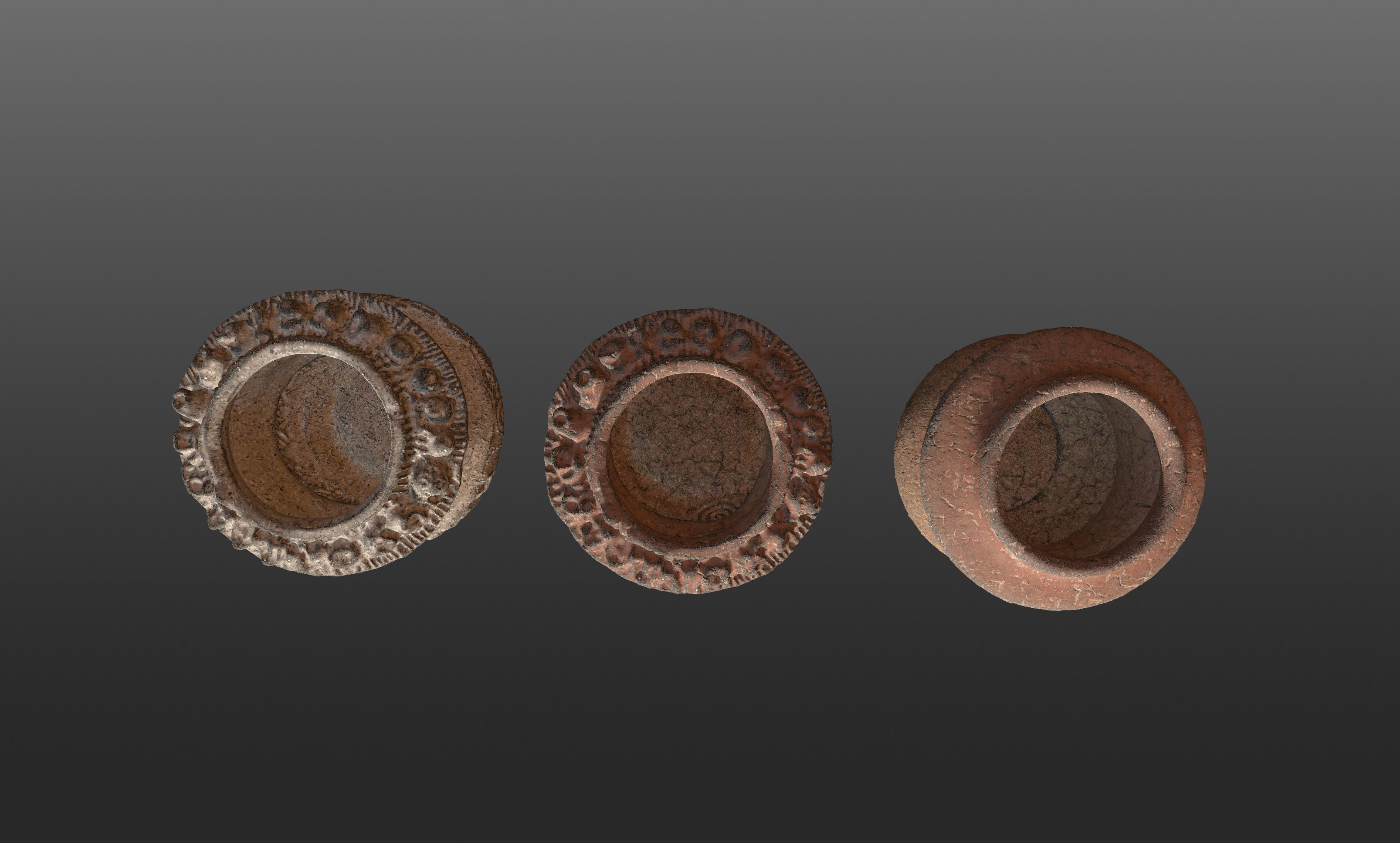3D Antique Terracotta Vases Set 3D model_1