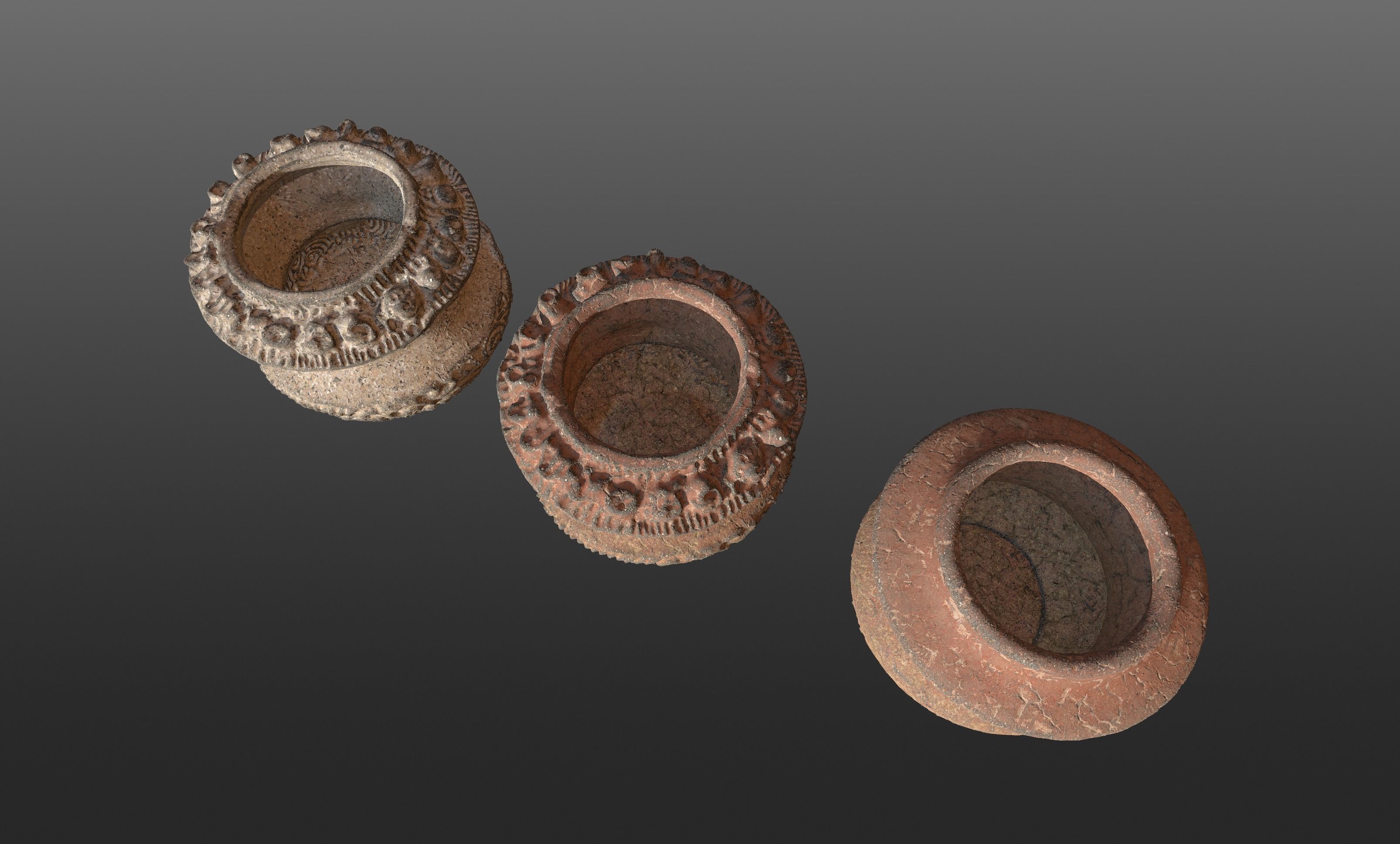 3D Antique Terracotta Vases Set 3D model_11