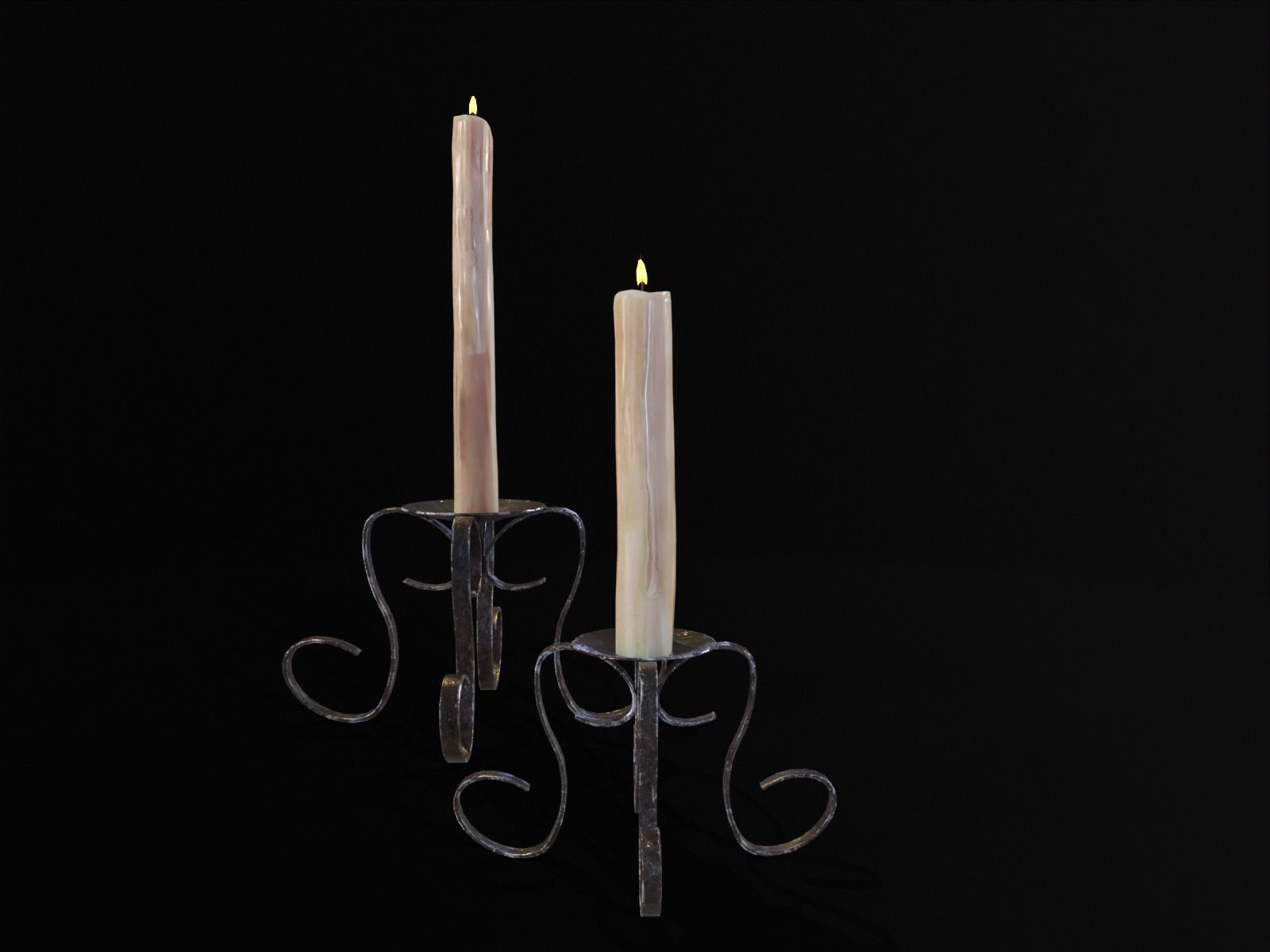 Elegant Iron Cased Single Point Candle Holder Set Low-poly 3D model_10