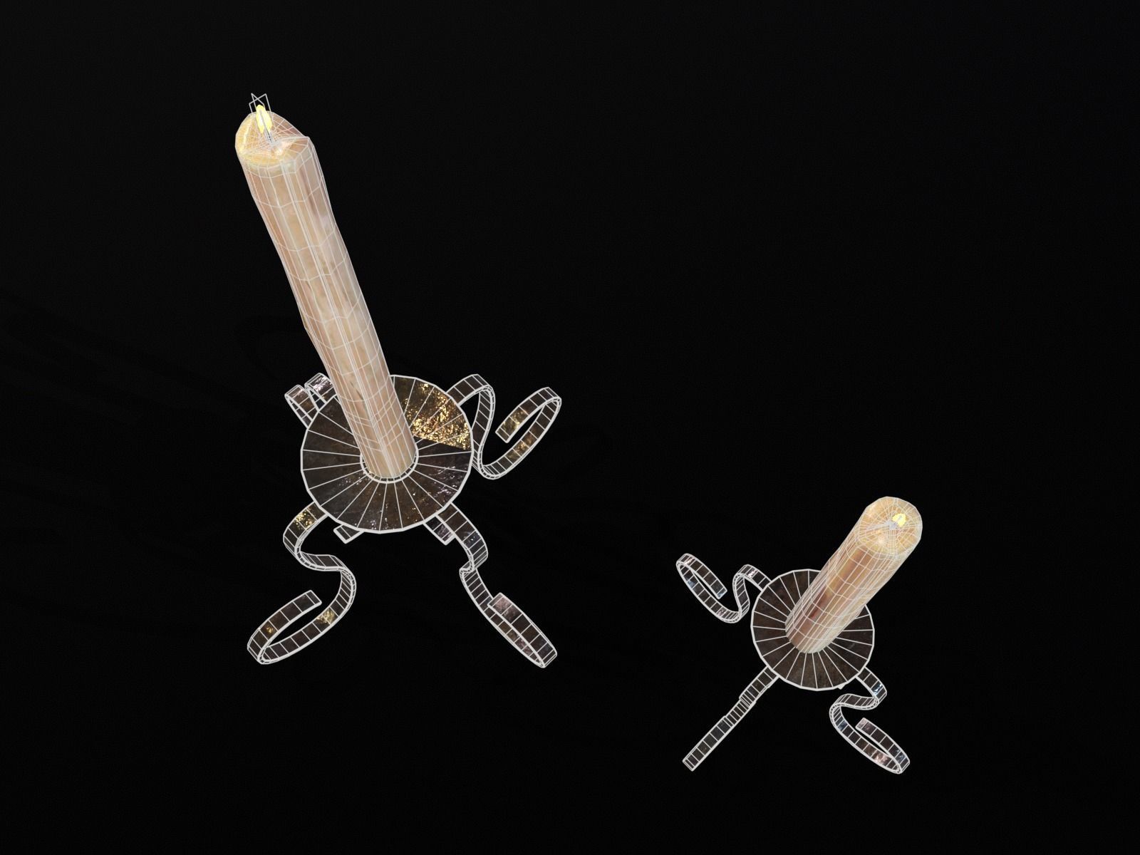 Elegant Iron Cased Single Point Candle Holder Set Low-poly 3D model_23
