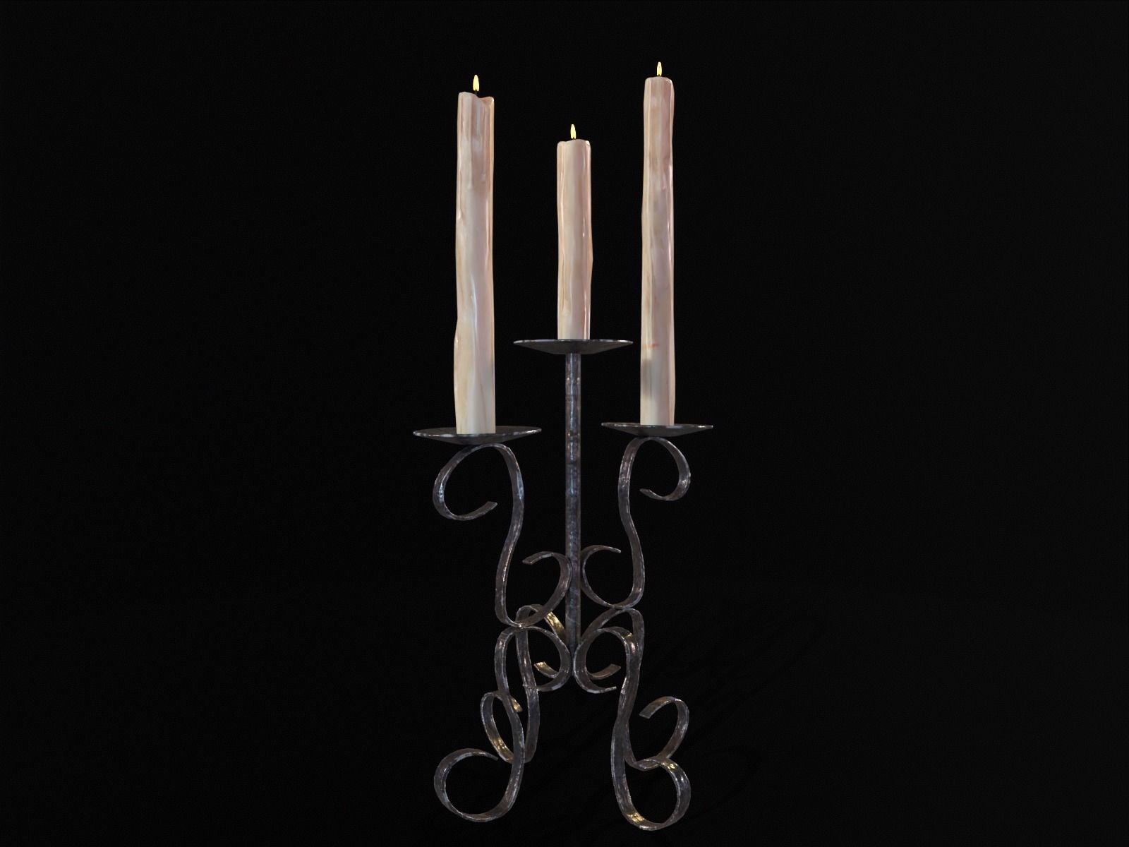 Elegant Iron Cased Three Point Candelabra Low-poly 3D model_16