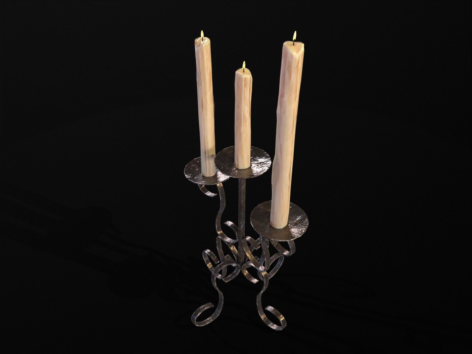 Elegant Iron Cased Three Point Candelabra Low-poly 3D model_14