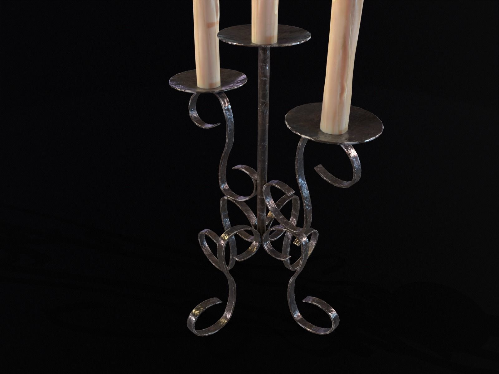 Elegant Iron Cased Three Point Candelabra Low-poly 3D model_20