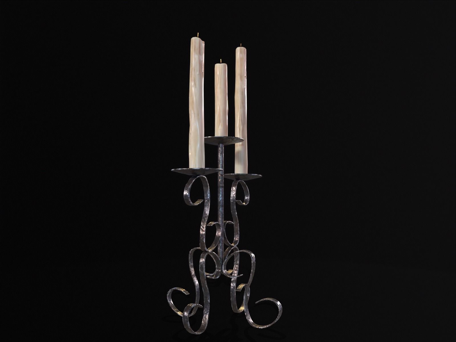 Elegant Iron Cased Three Point Candelabra Low-poly 3D model_10