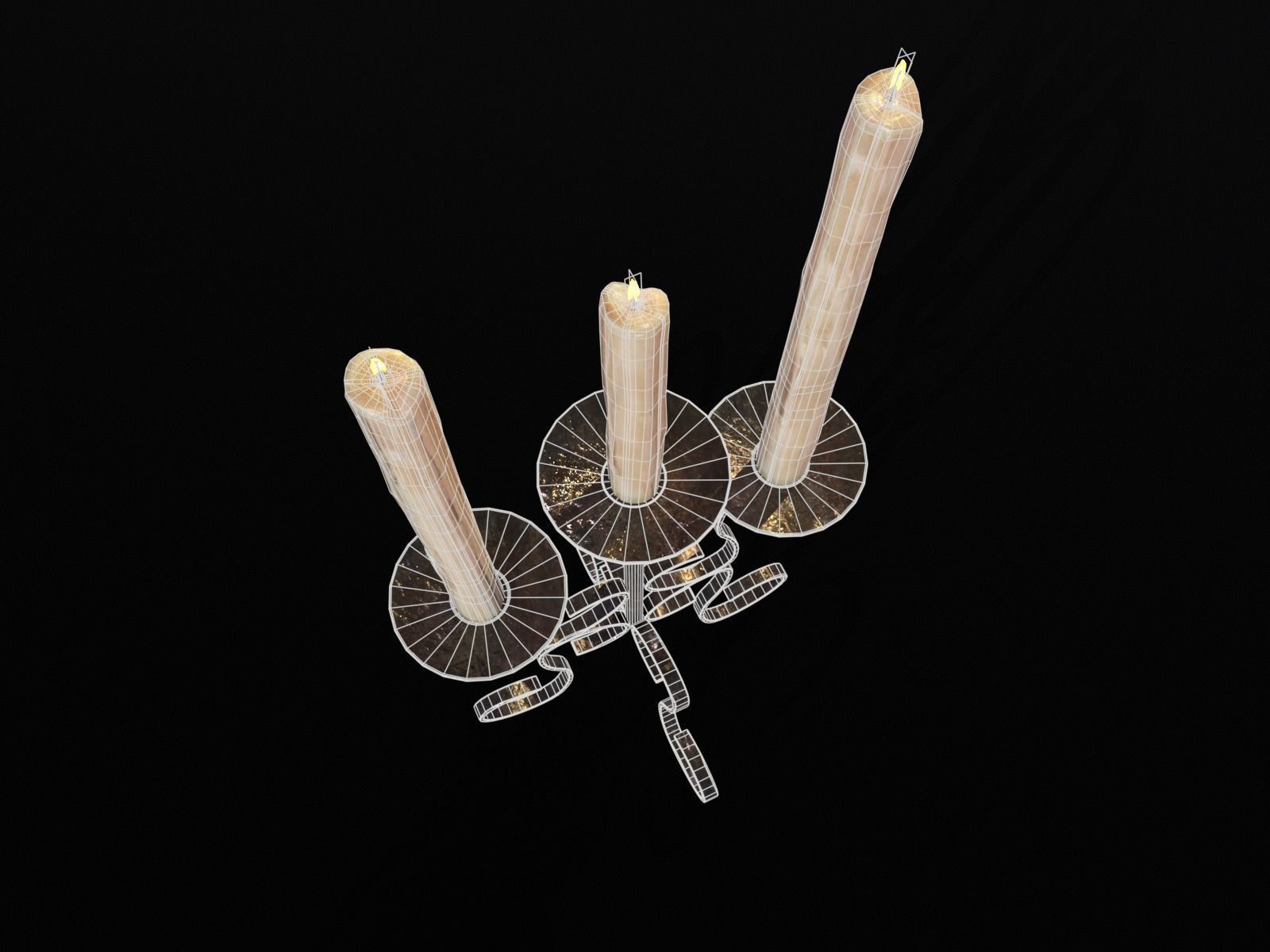 Elegant Iron Cased Three Point Candelabra Low-poly 3D model_19