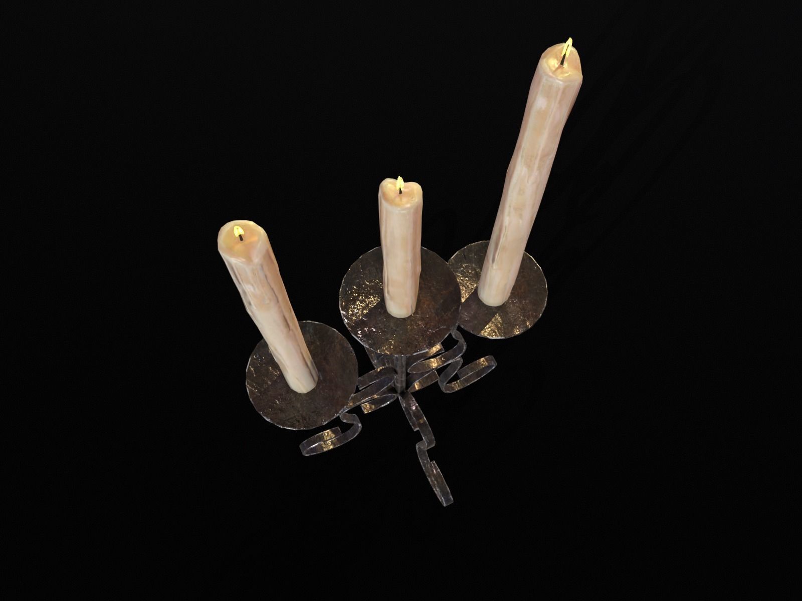 Elegant Iron Cased Three Point Candelabra Low-poly 3D model_18