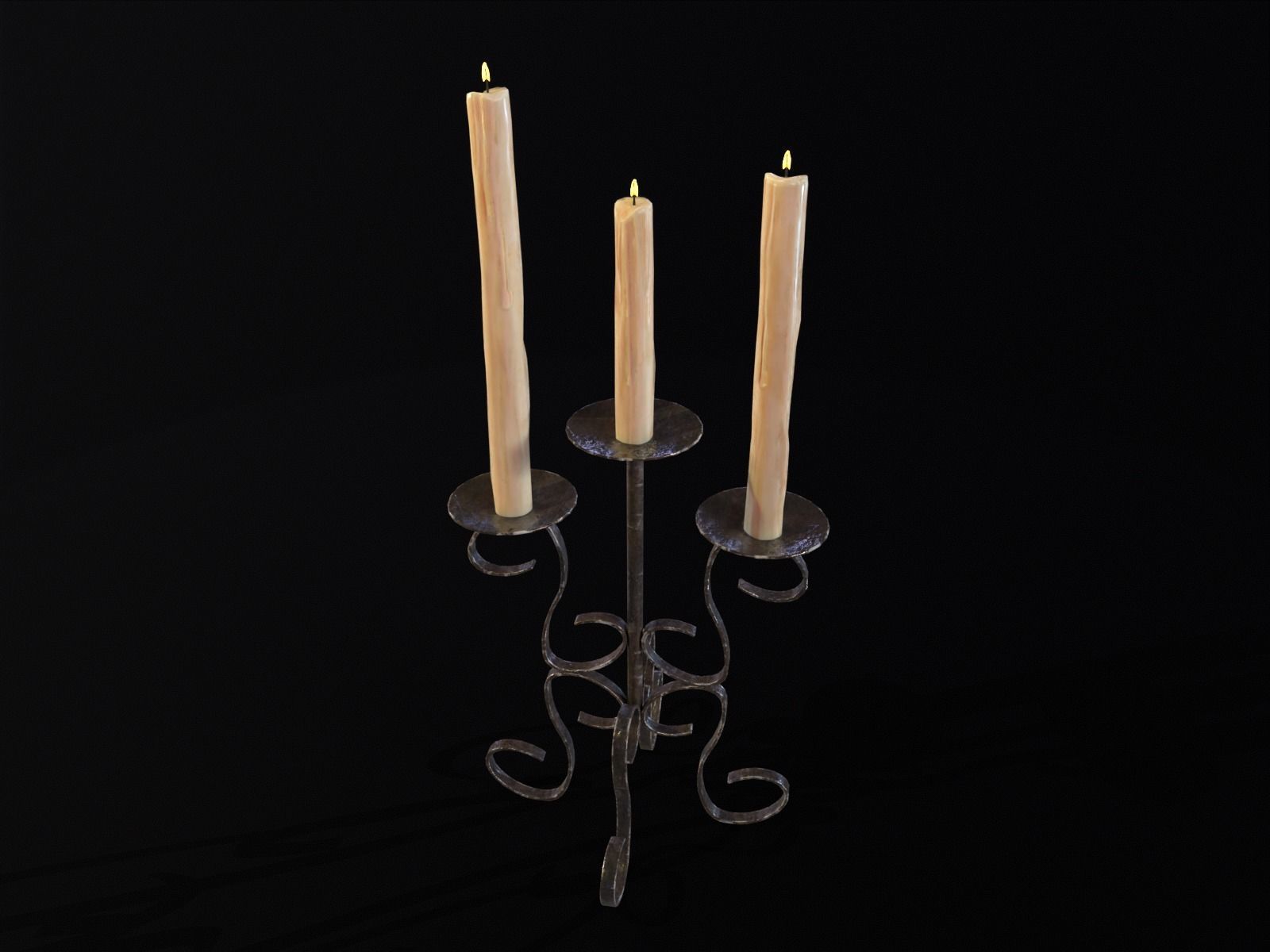 Elegant Iron Cased Three Point Candelabra Low-poly 3D model_4