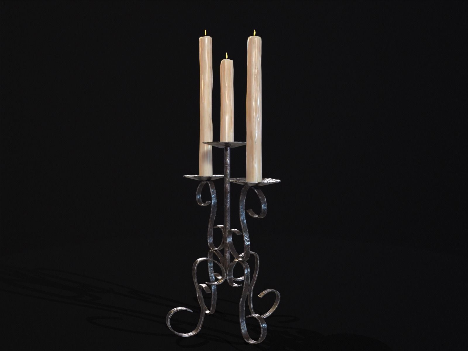 Elegant Iron Cased Three Point Candelabra Low-poly 3D model_8