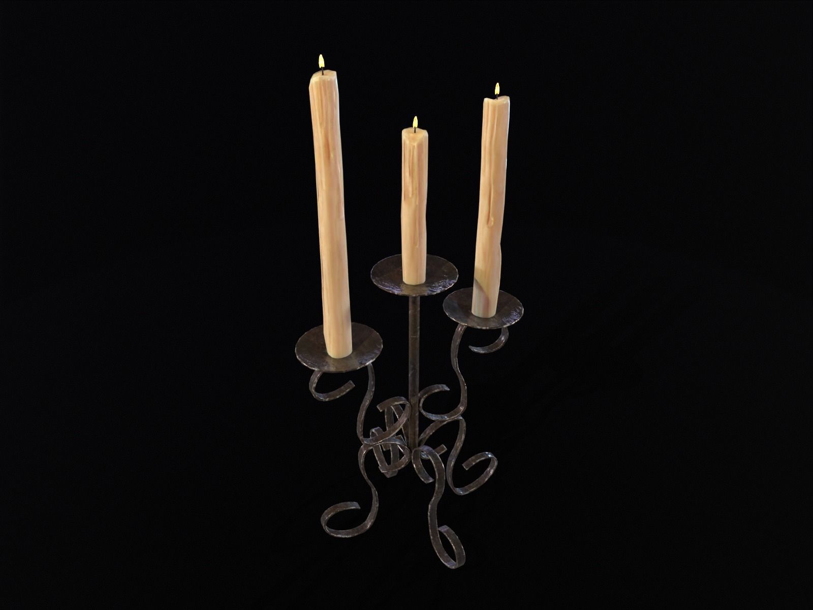 Elegant Iron Cased Three Point Candelabra Low-poly 3D model_2