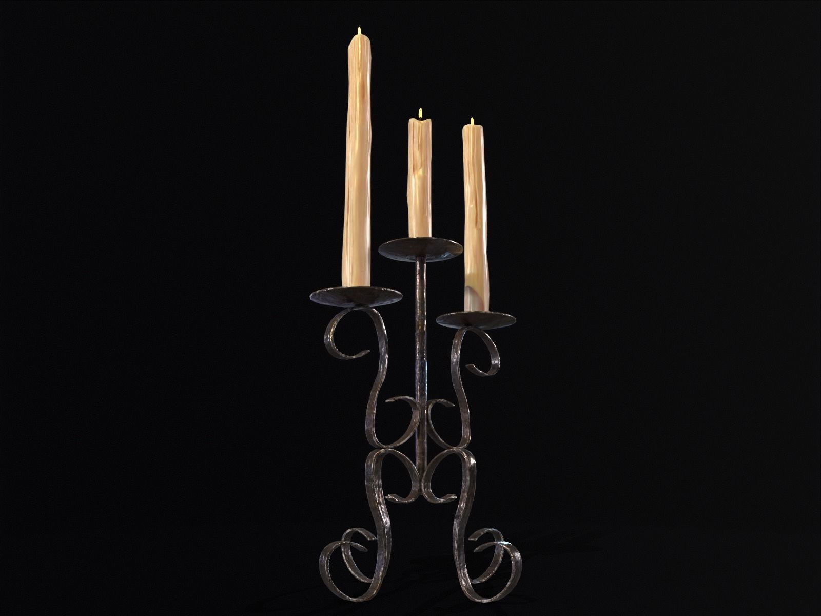 Elegant Iron Cased Three Point Candelabra Low-poly 3D model_12