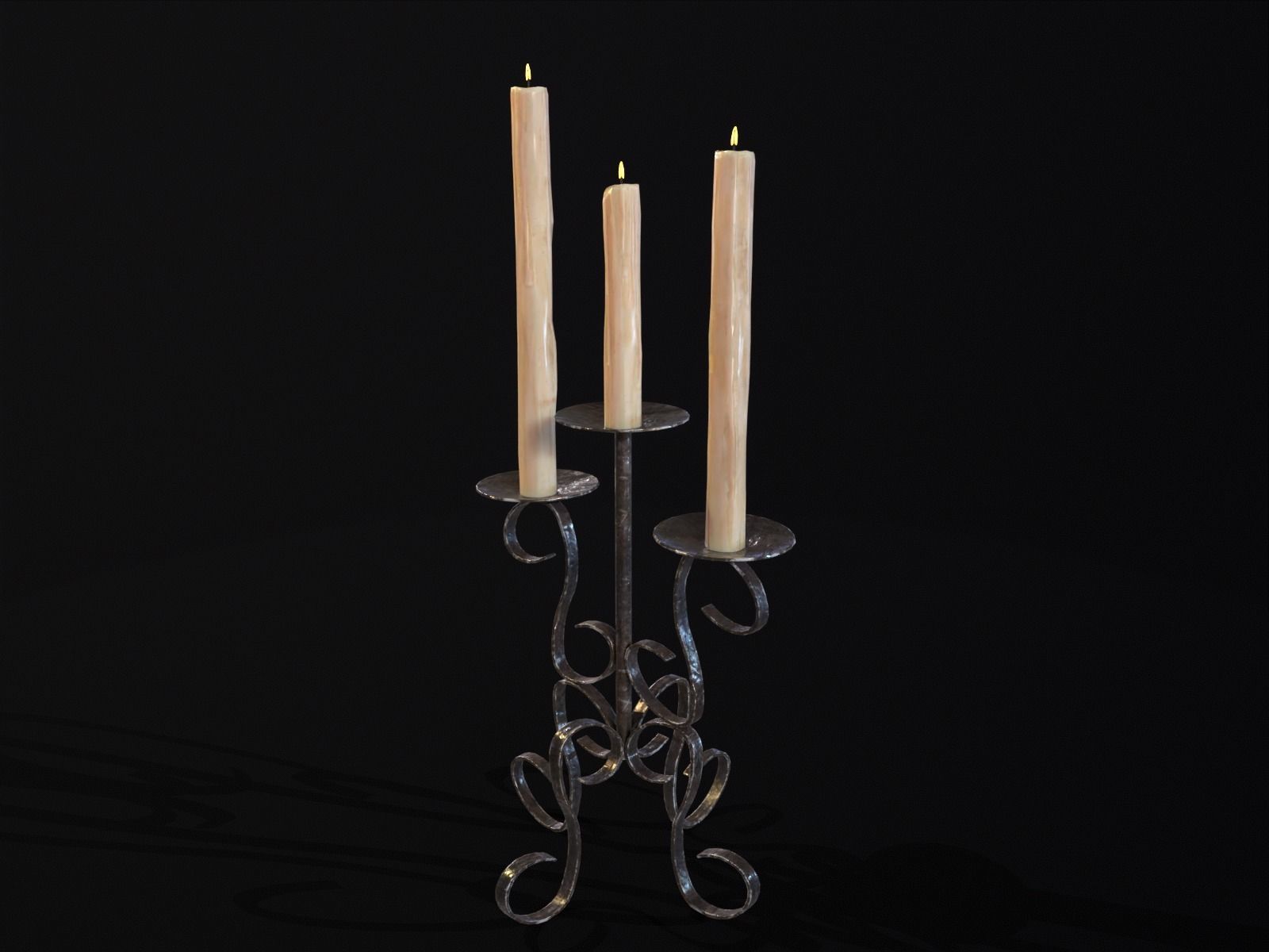 Elegant Iron Cased Three Point Candelabra Low-poly 3D model_6