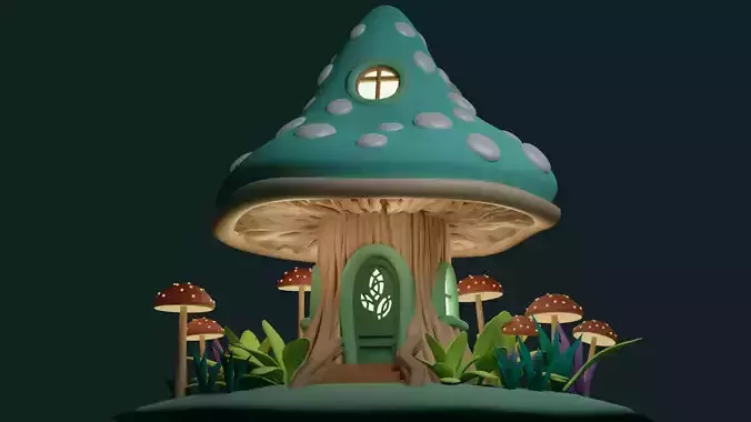 Mushroom House 3 Low-poly 3D model