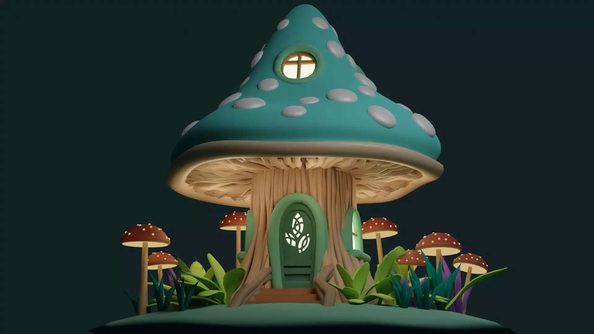Mushroom House 3 Low-poly 3D model
