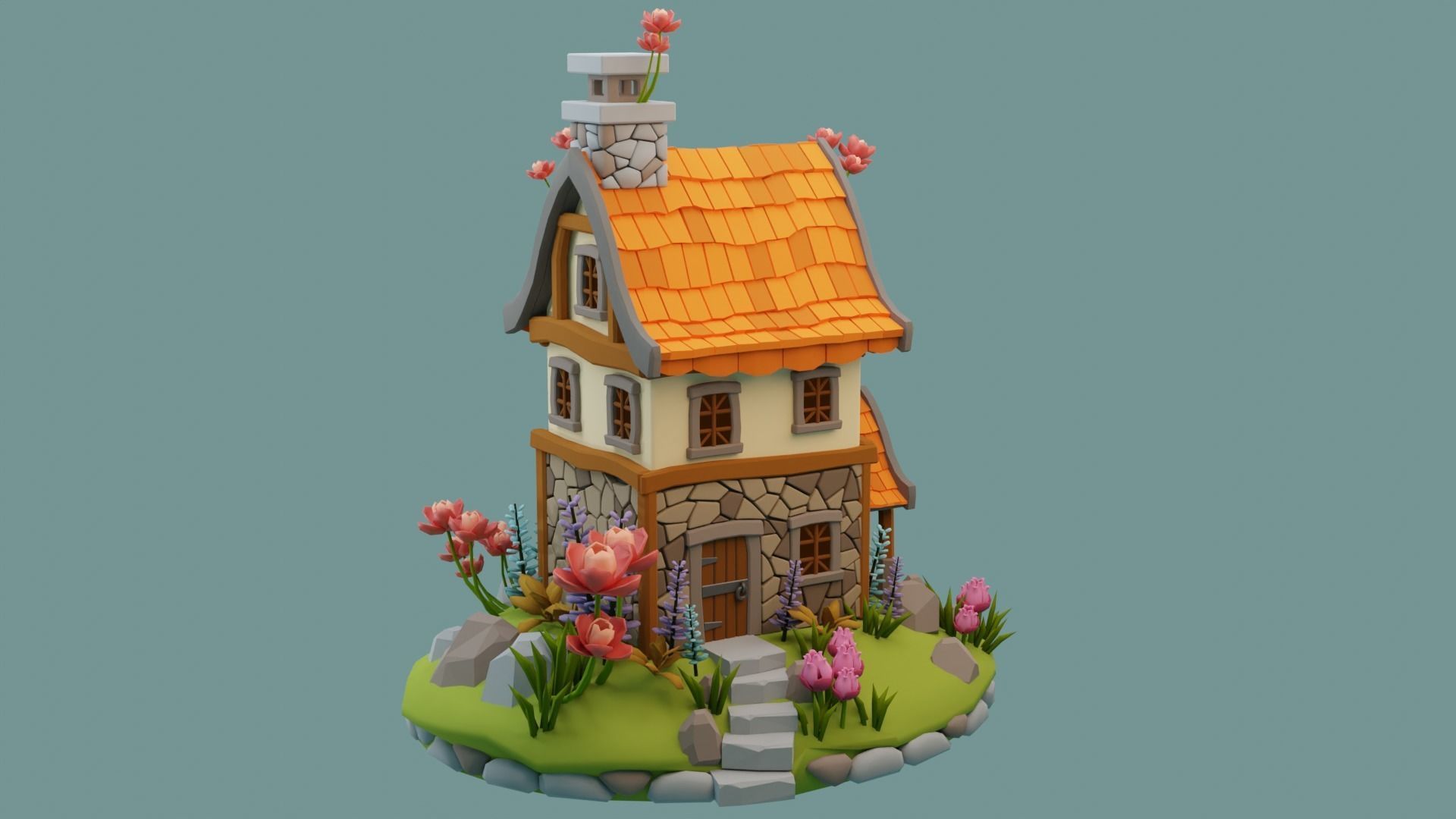 Cartoon House 4 3D model_7