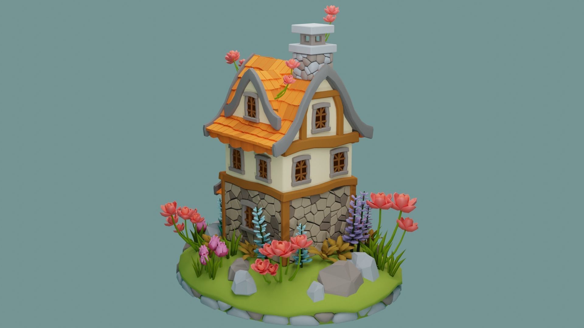 Cartoon House 4 3D model_2