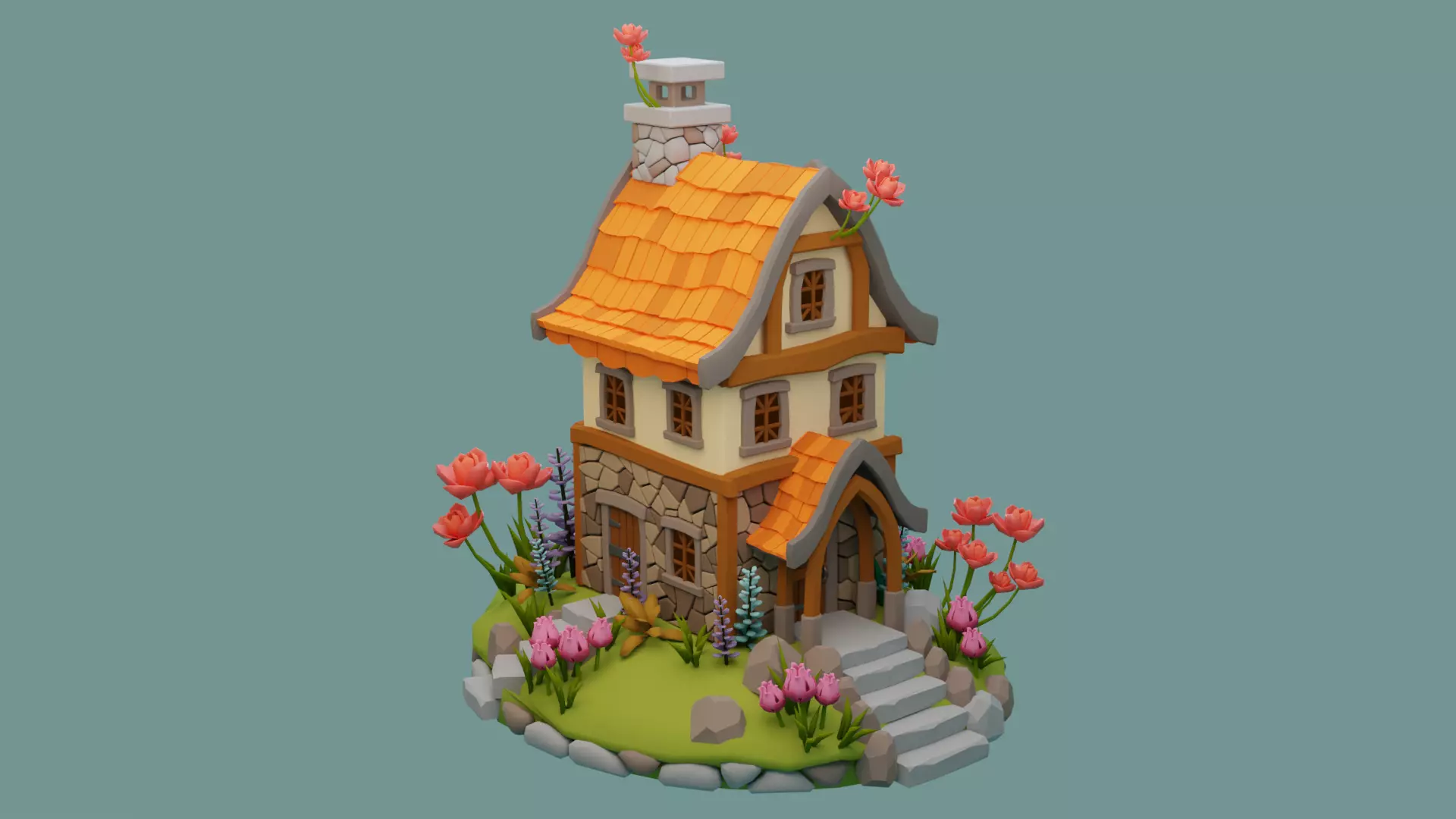 Cartoon House 4 3D model_0
