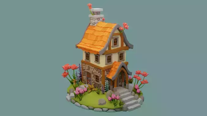 Cartoon House 4 3D model