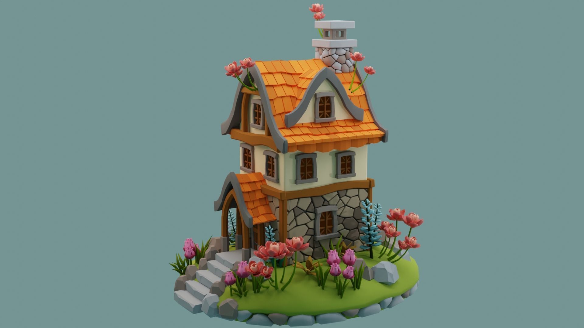 Cartoon House 4 3D model_8
