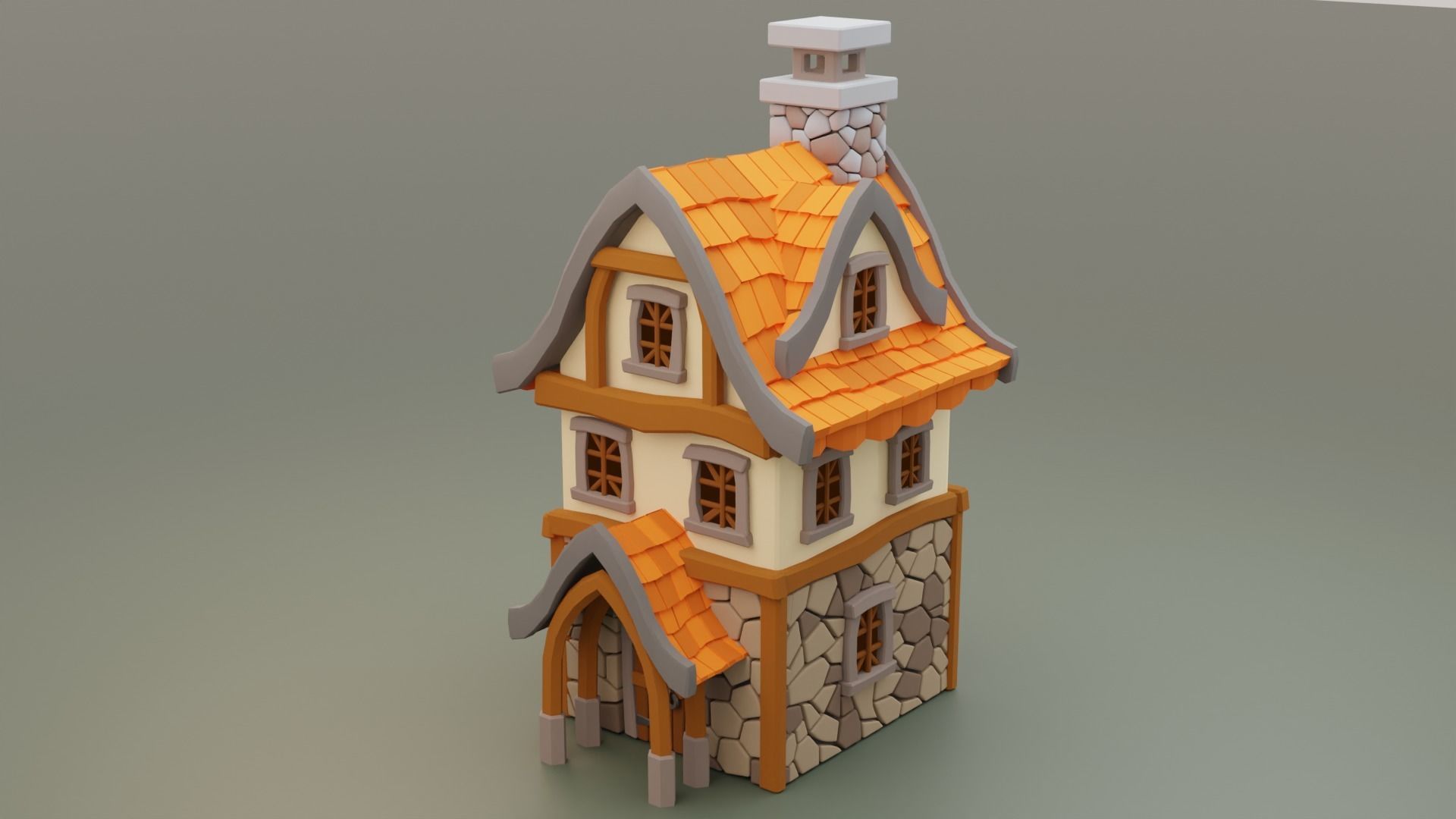 Cartoon House 4 3D model_10