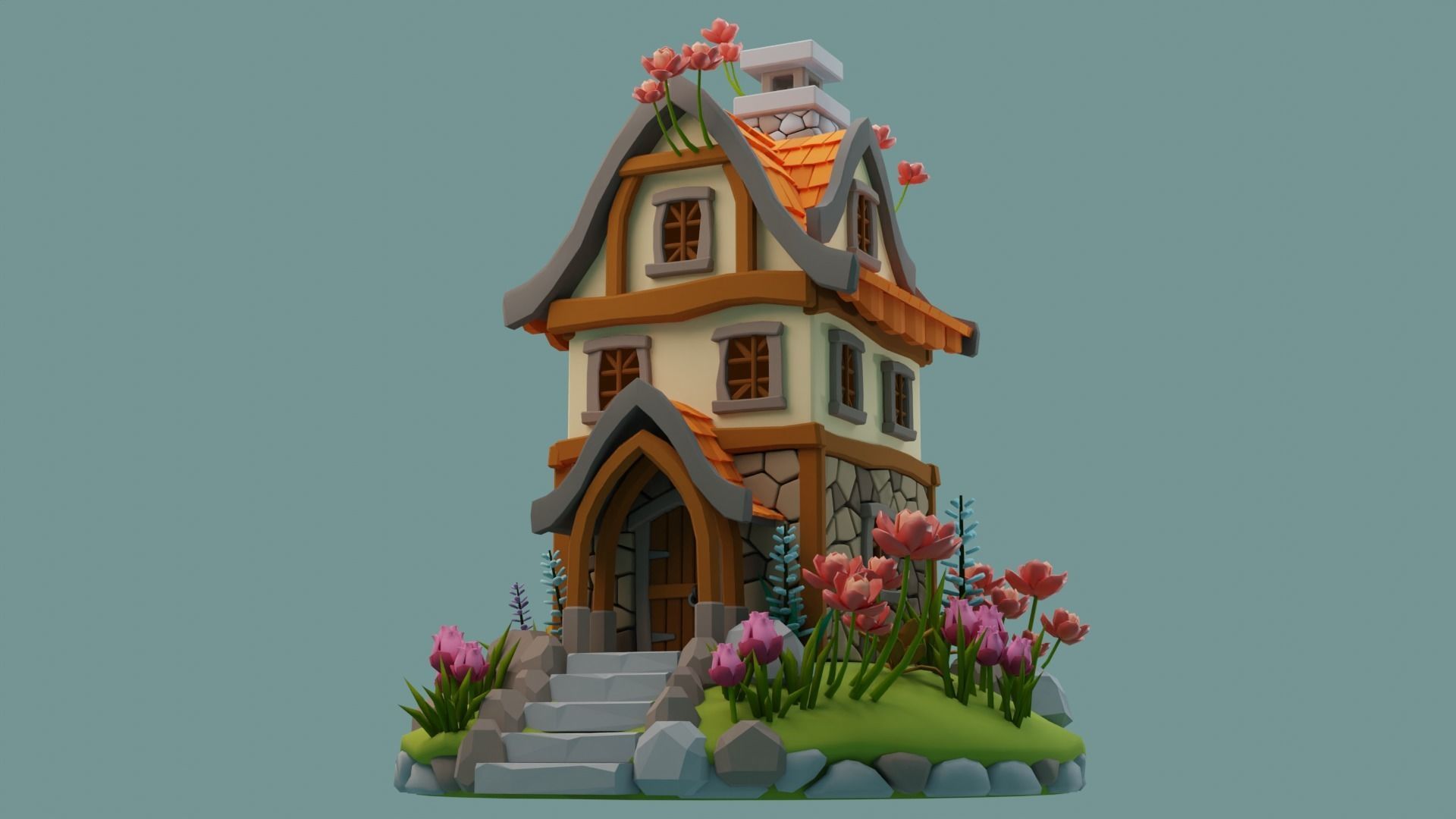 Cartoon House 4 3D model_1
