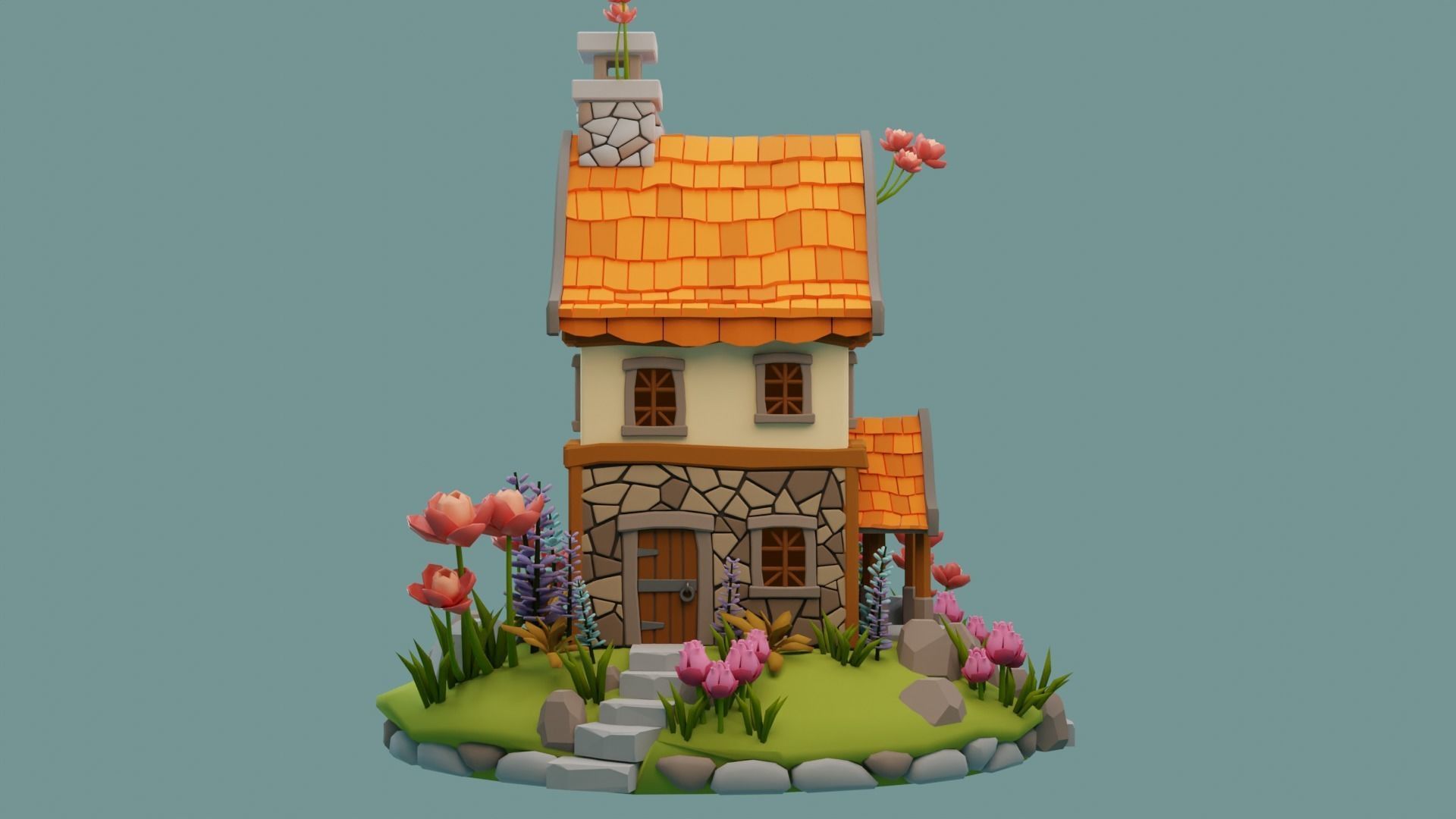 Cartoon House 4 3D model_6
