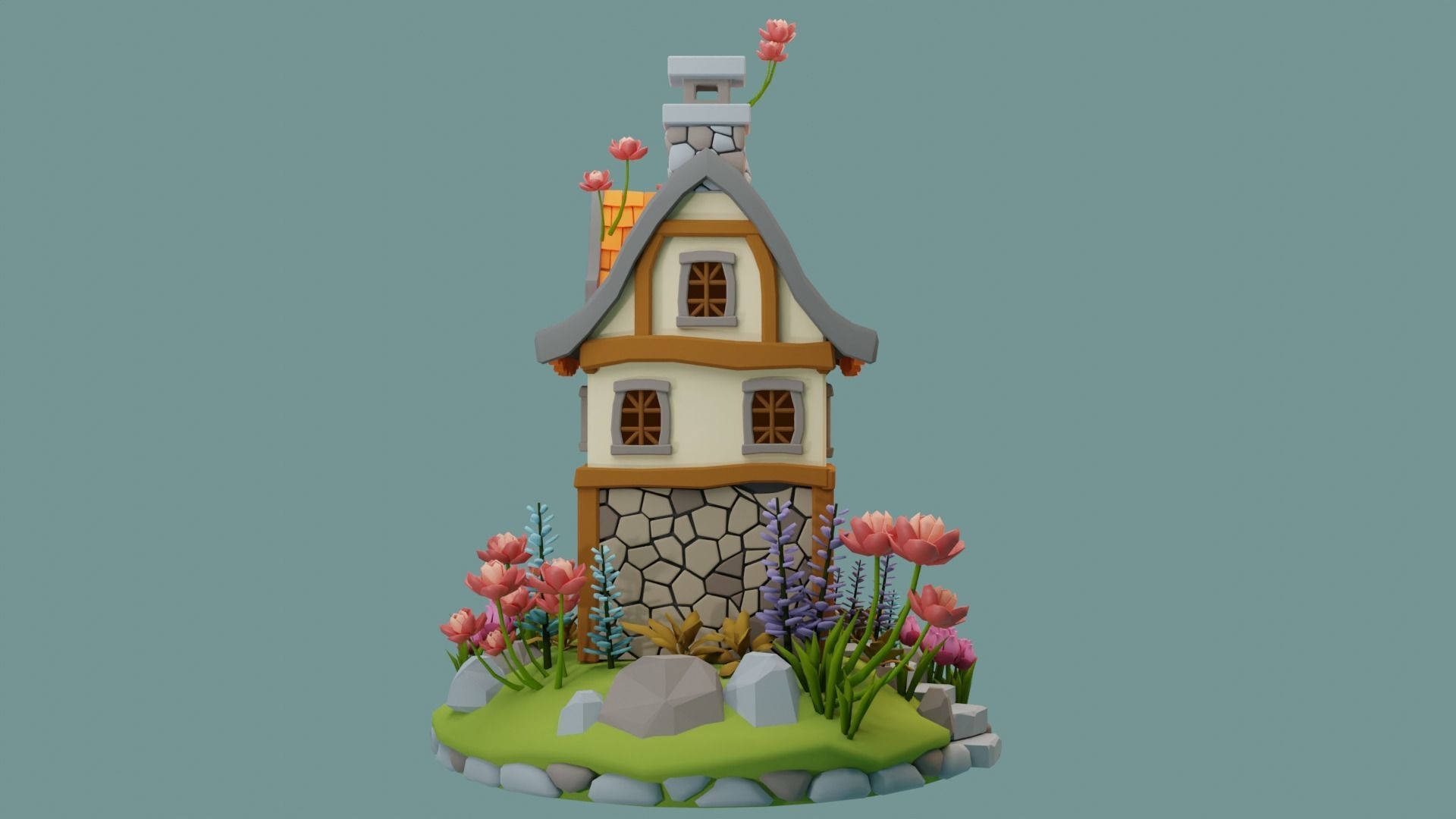 Cartoon House 4 3D model_4