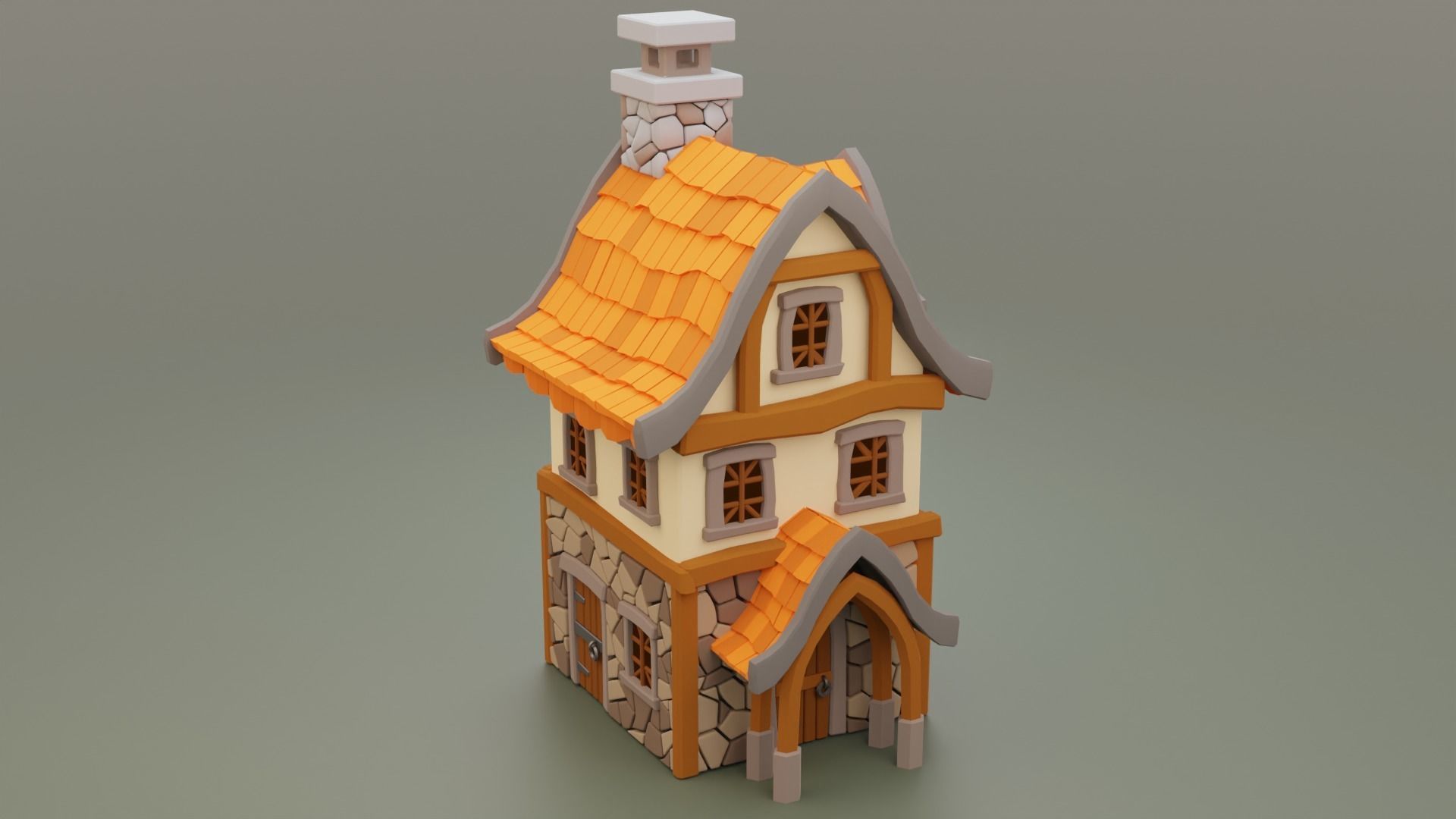 Cartoon House 4 3D model_9