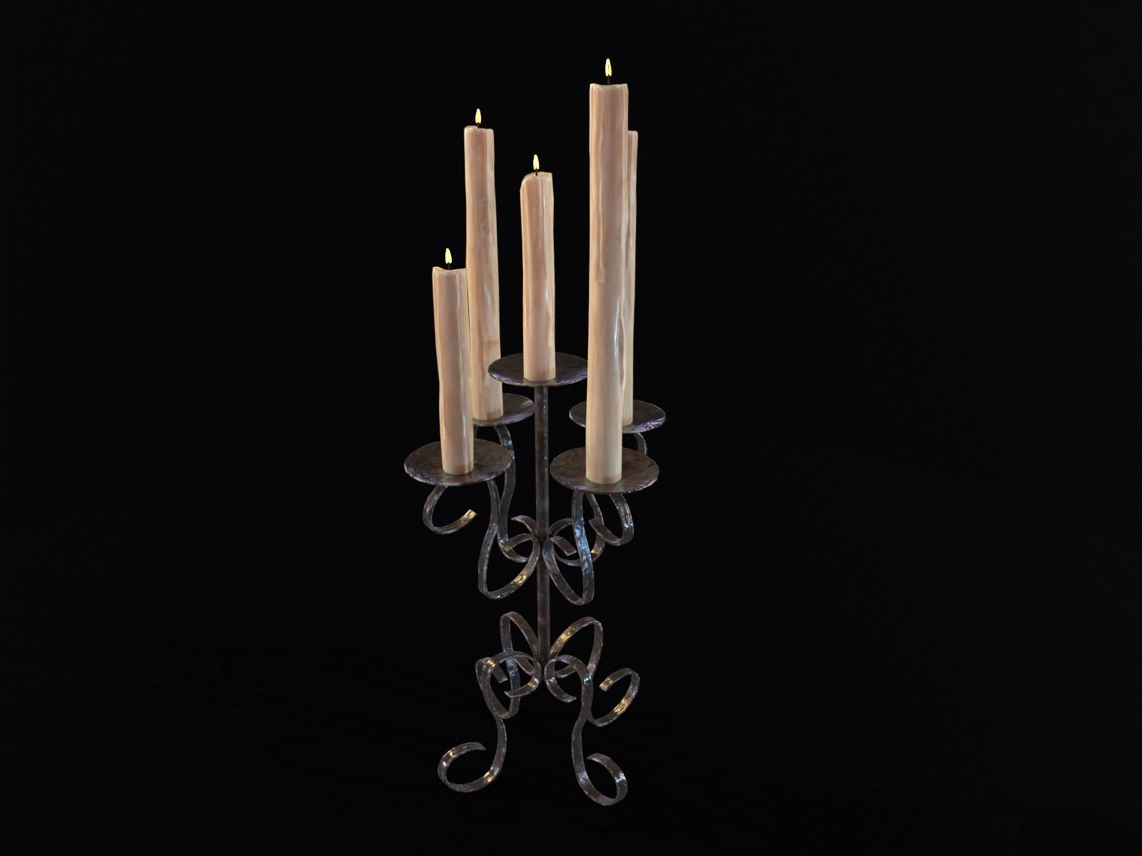 Elegant Iron Cased Five Point Candelabra Low-poly 3D model_4