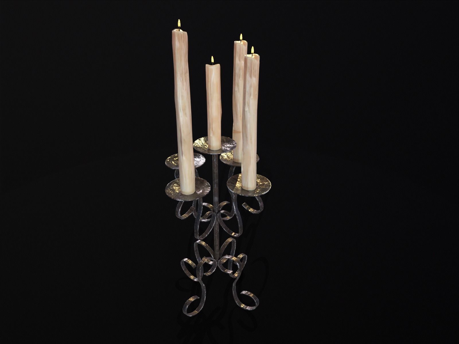 Elegant Iron Cased Five Point Candelabra Low-poly 3D model_10