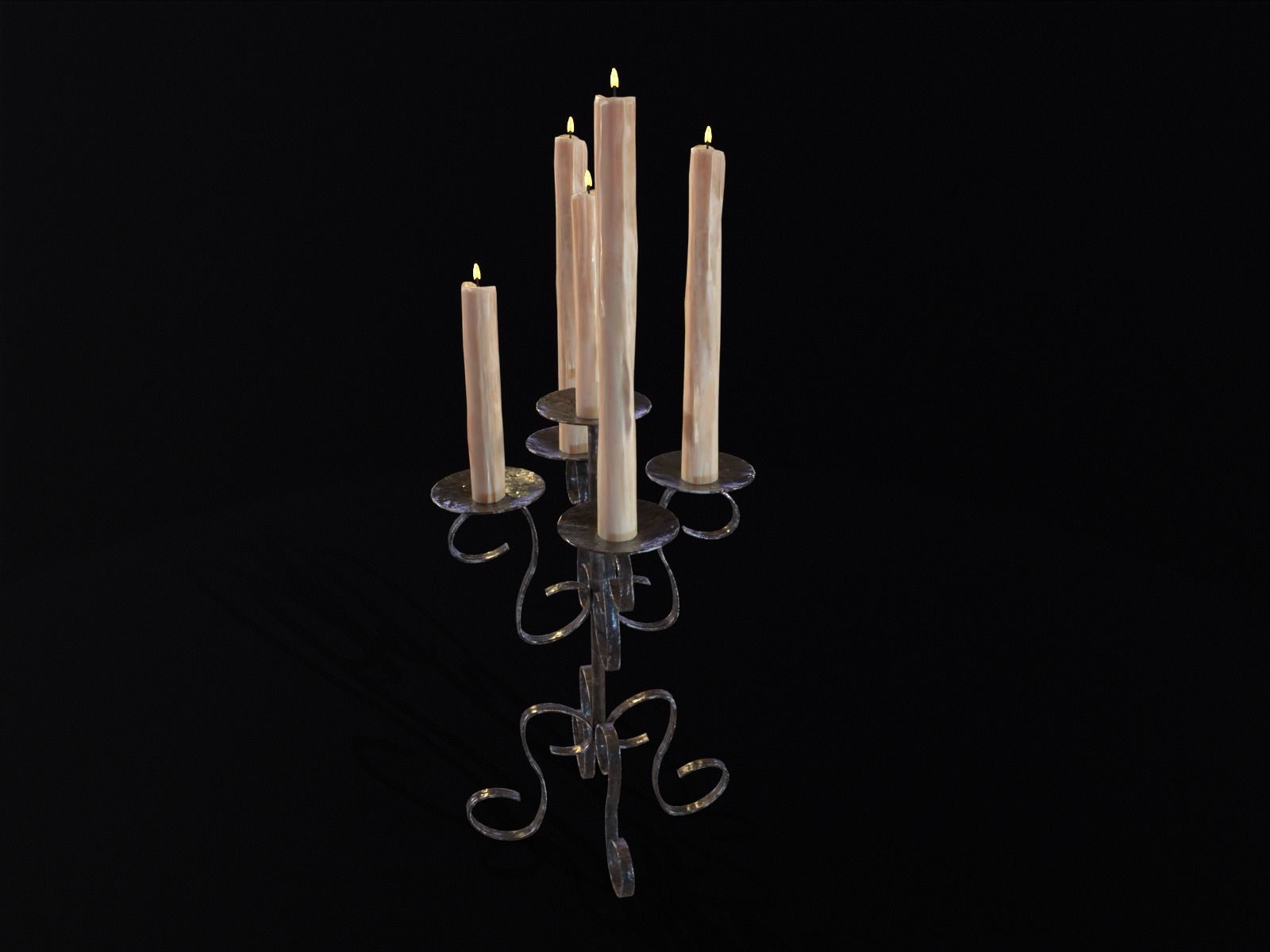 Elegant Iron Cased Five Point Candelabra Low-poly 3D model_6