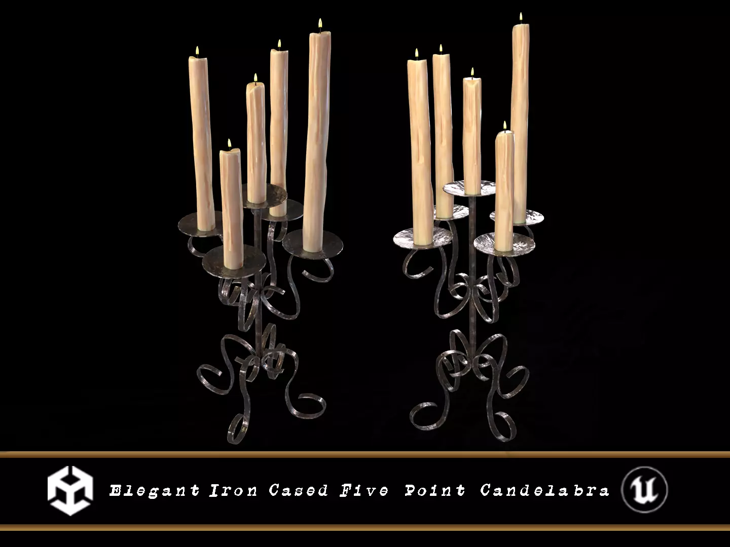 Elegant Iron Cased Five Point Candelabra Low-poly 3D model_0