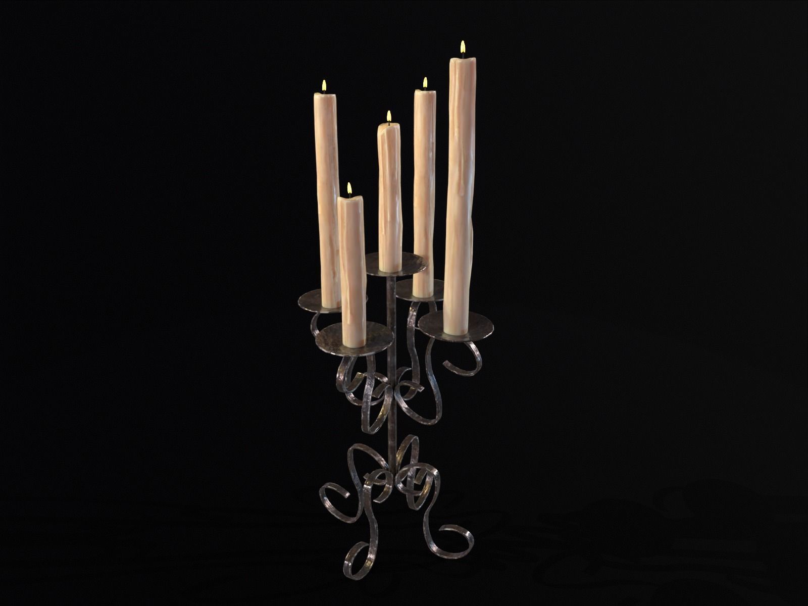 Elegant Iron Cased Five Point Candelabra Low-poly 3D model_2
