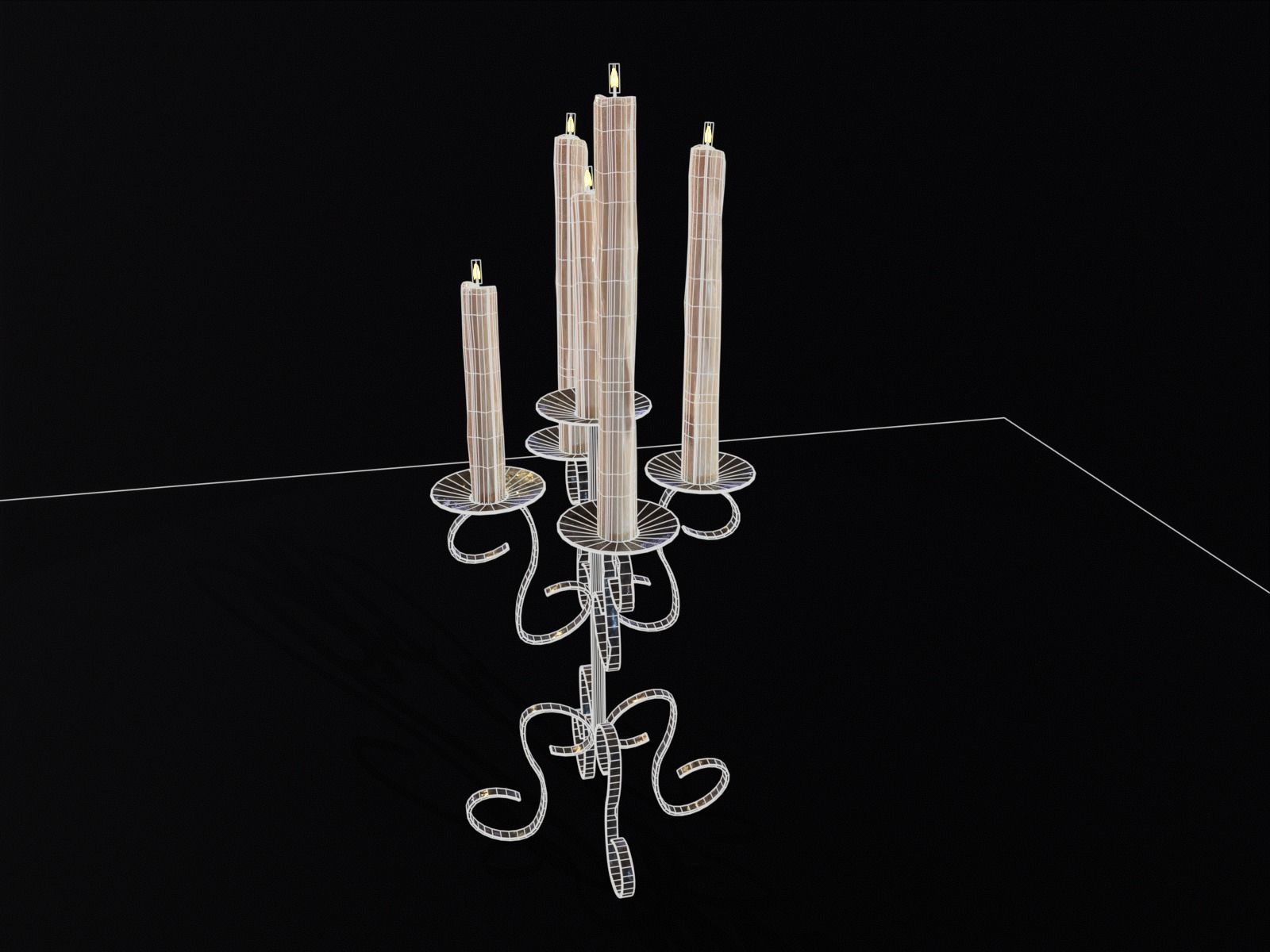 Elegant Iron Cased Five Point Candelabra Low-poly 3D model_7