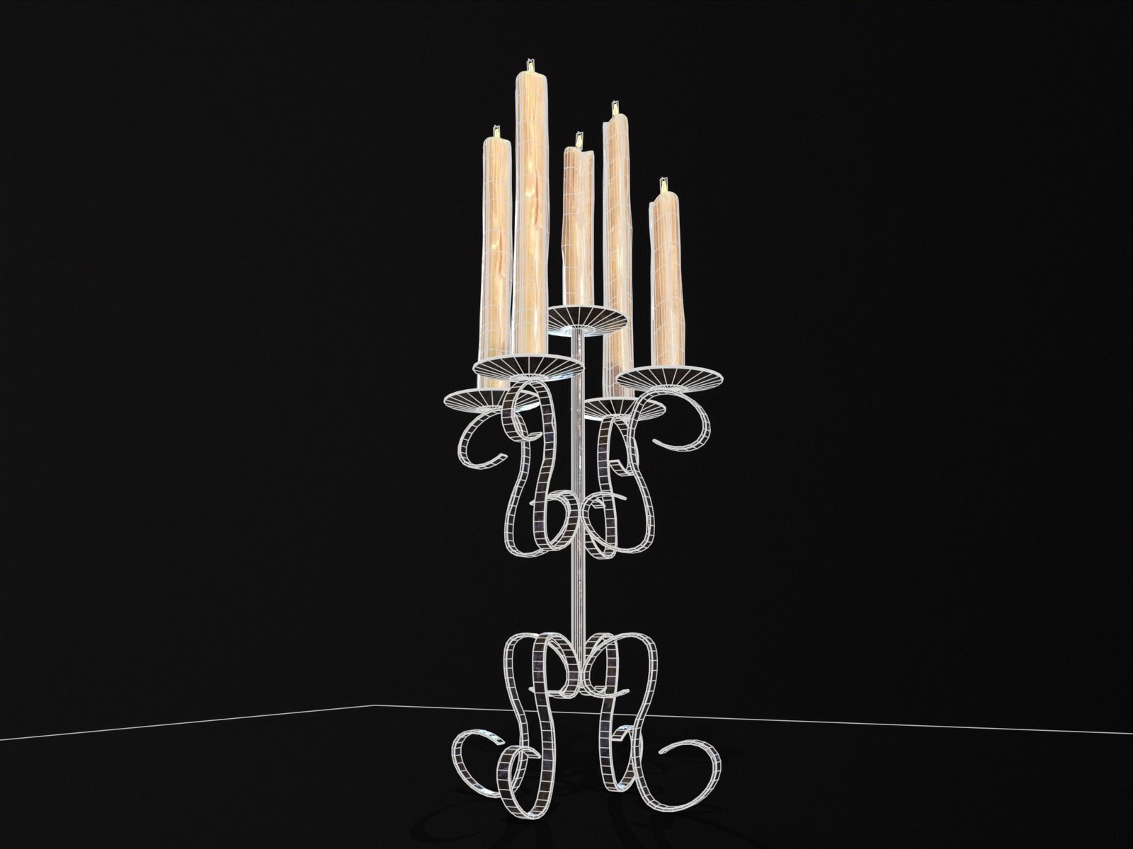 Elegant Iron Cased Five Point Candelabra Low-poly 3D model_19