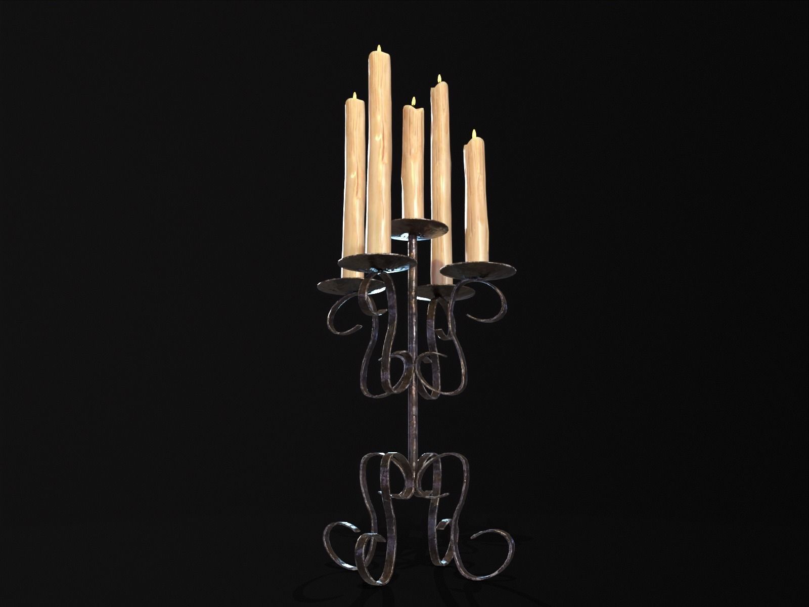 Elegant Iron Cased Five Point Candelabra Low-poly 3D model_18
