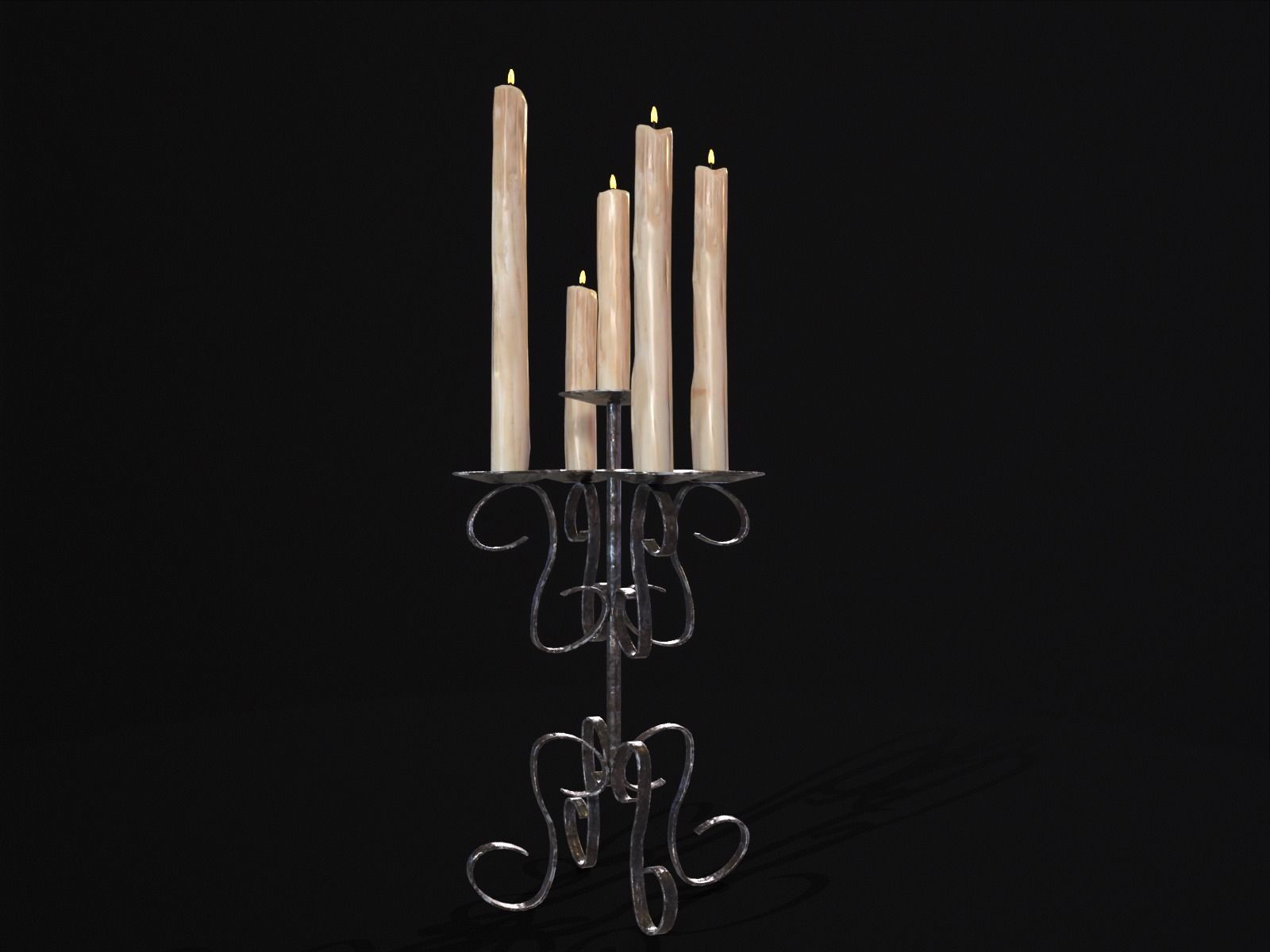 Elegant Iron Cased Five Point Candelabra Low-poly 3D model_14