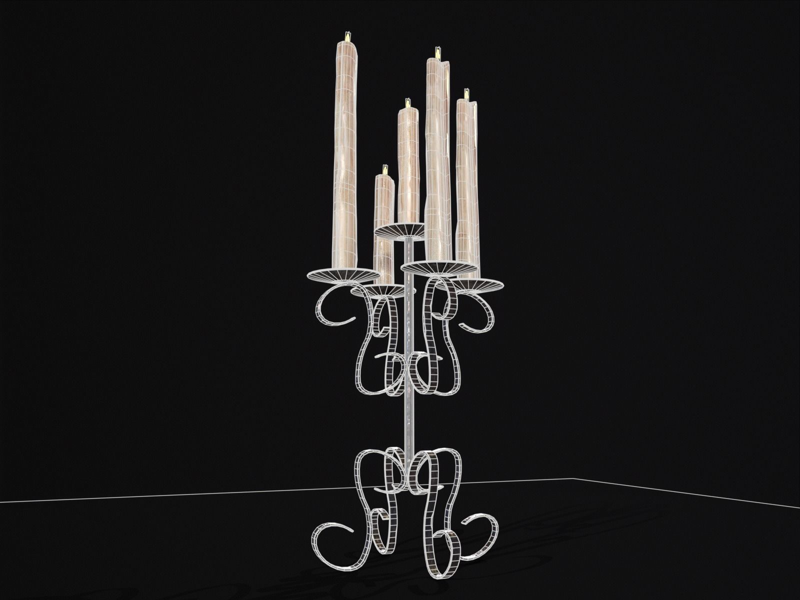 Elegant Iron Cased Five Point Candelabra Low-poly 3D model_21