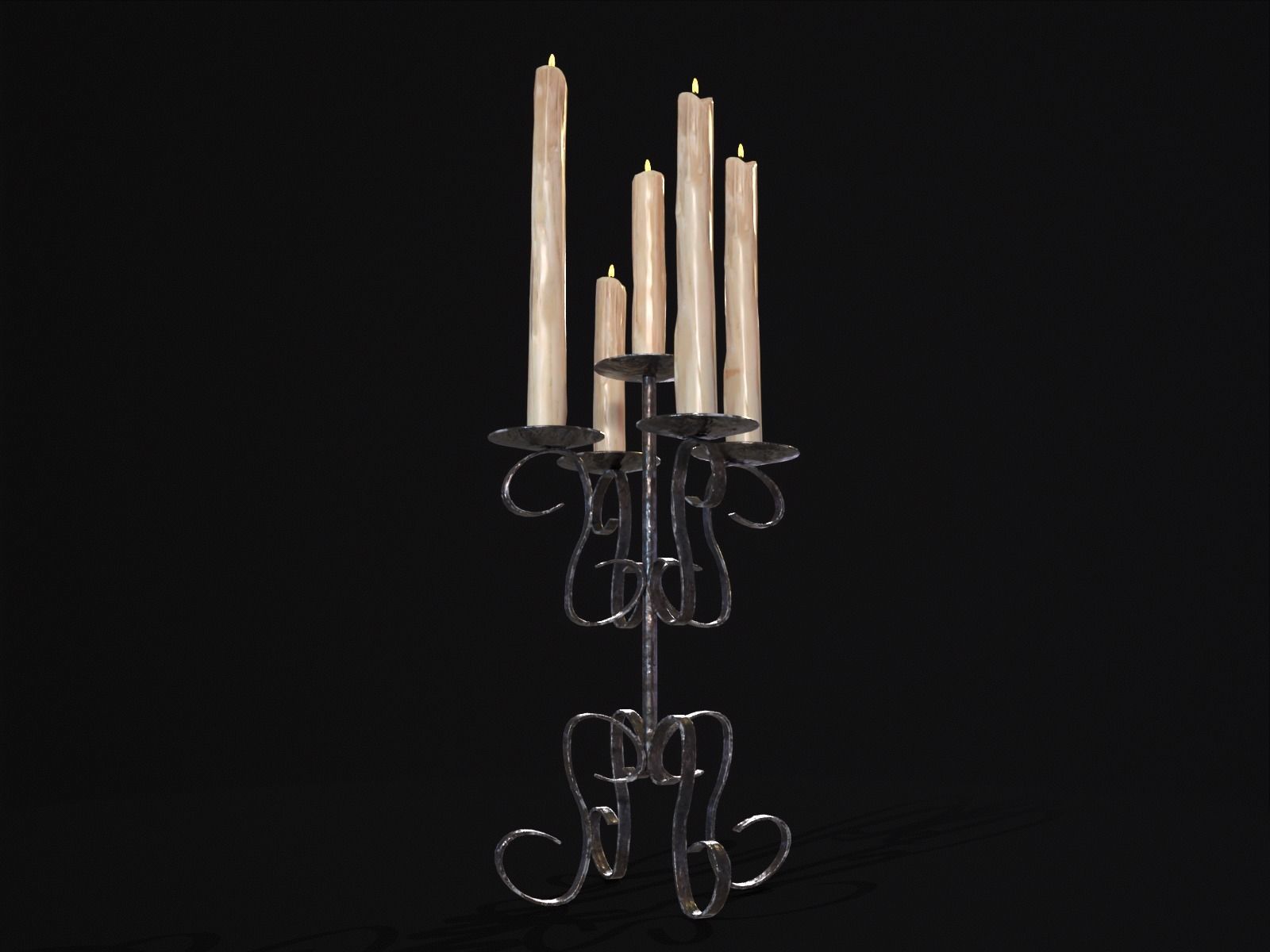 Elegant Iron Cased Five Point Candelabra Low-poly 3D model_20