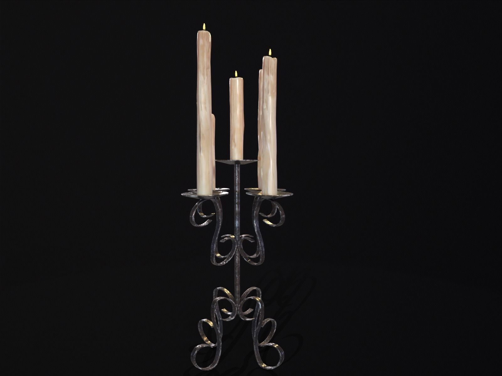 Elegant Iron Cased Five Point Candelabra Low-poly 3D model_12