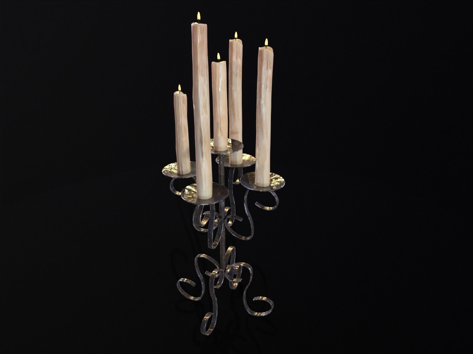 Elegant Iron Cased Five Point Candelabra Low-poly 3D model_8