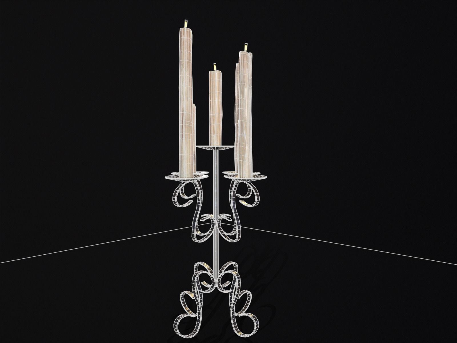 Elegant Iron Cased Five Point Candelabra Low-poly 3D model_13