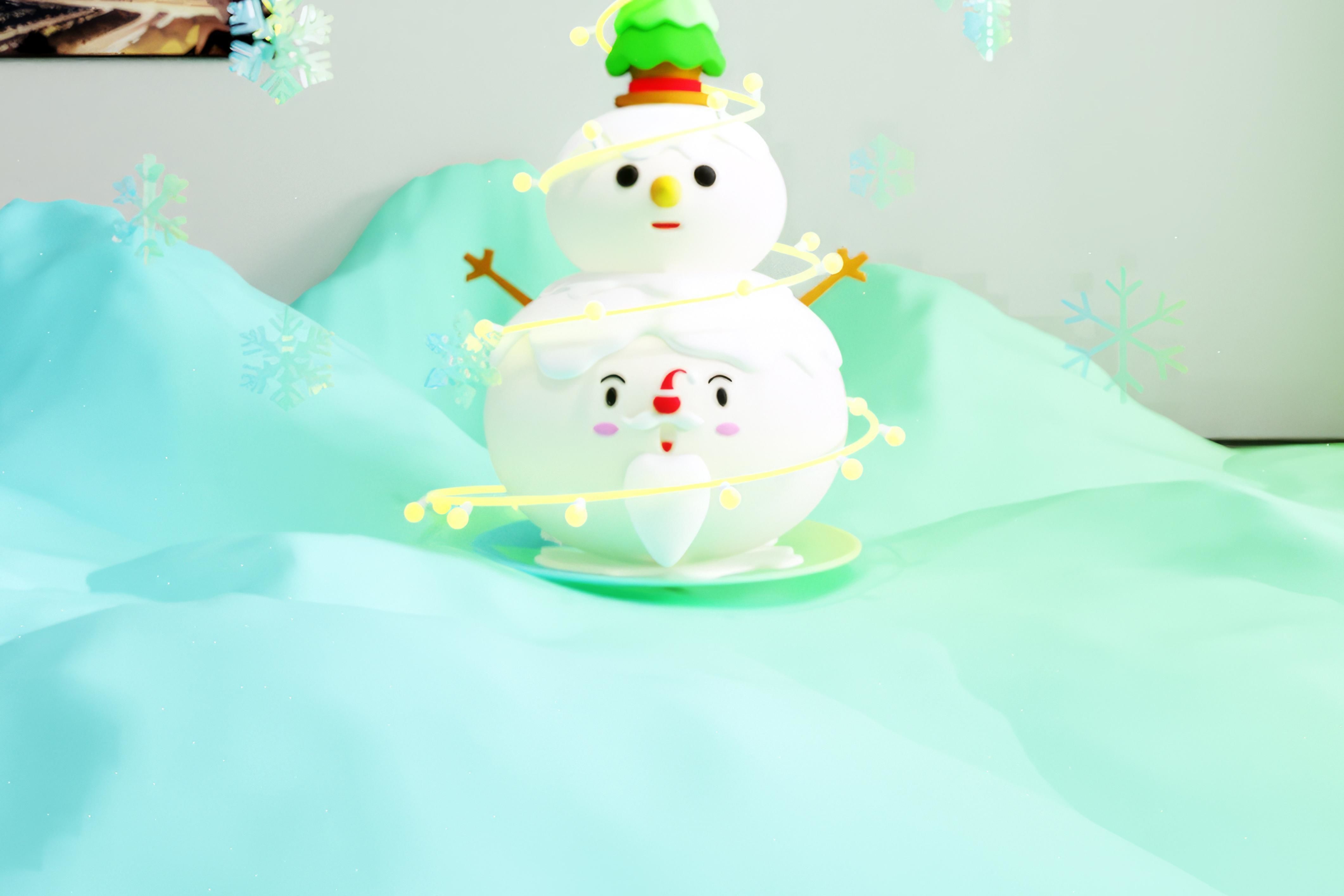 Modern Q-version snowman trendy Christmas 3D model_1
