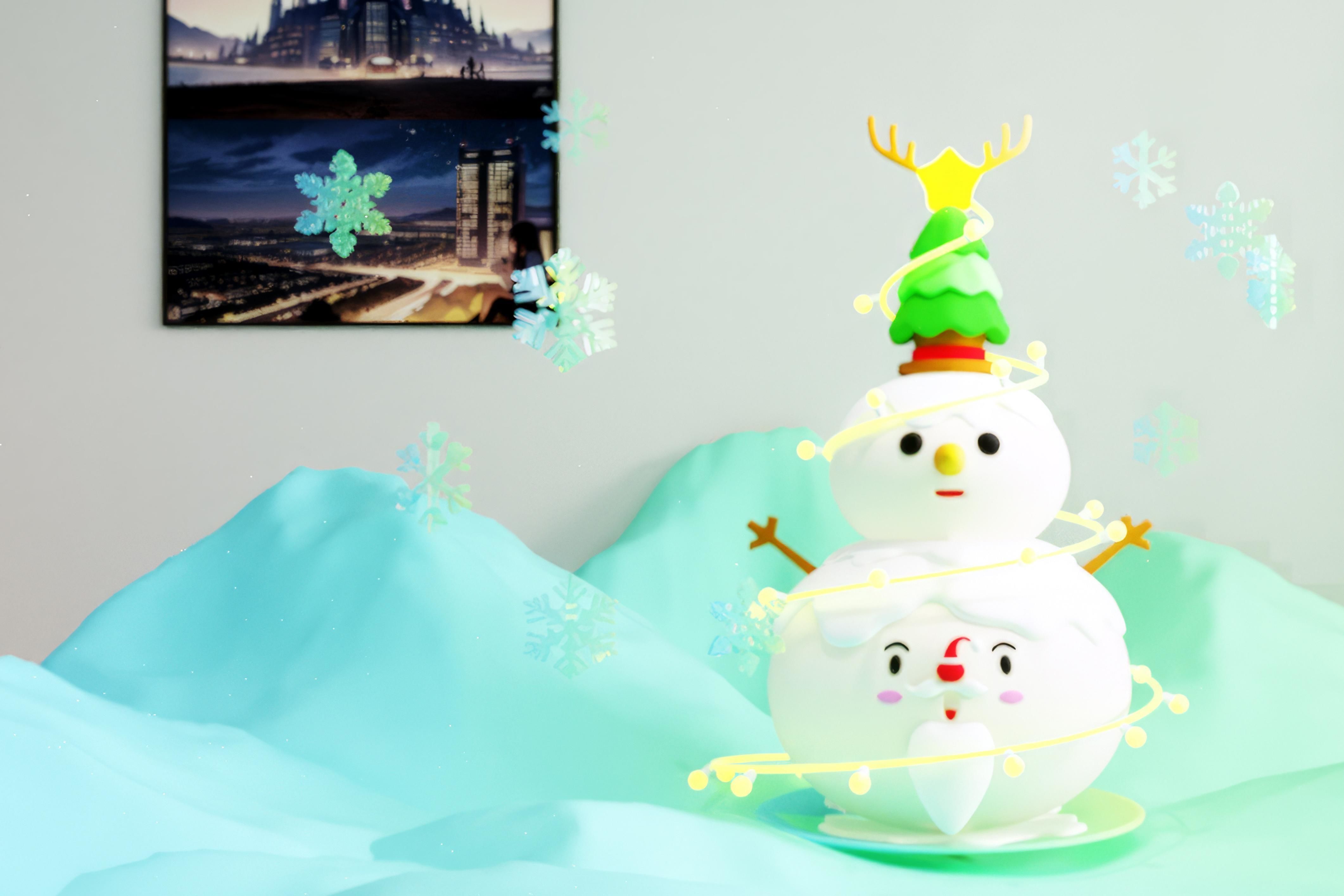 Modern Q-version snowman trendy Christmas 3D model_3