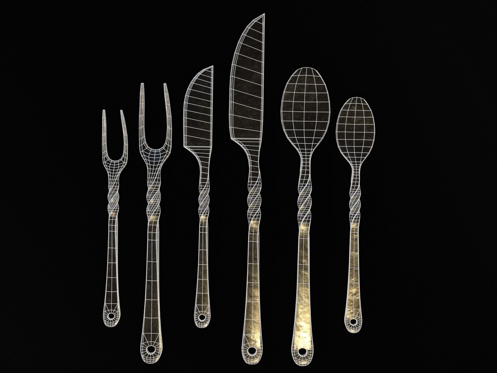 Iron Cutlery Set Low-poly 3D model_21