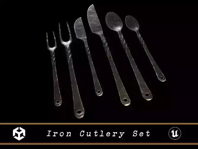 Iron Cutlery Set Low-poly 3D model