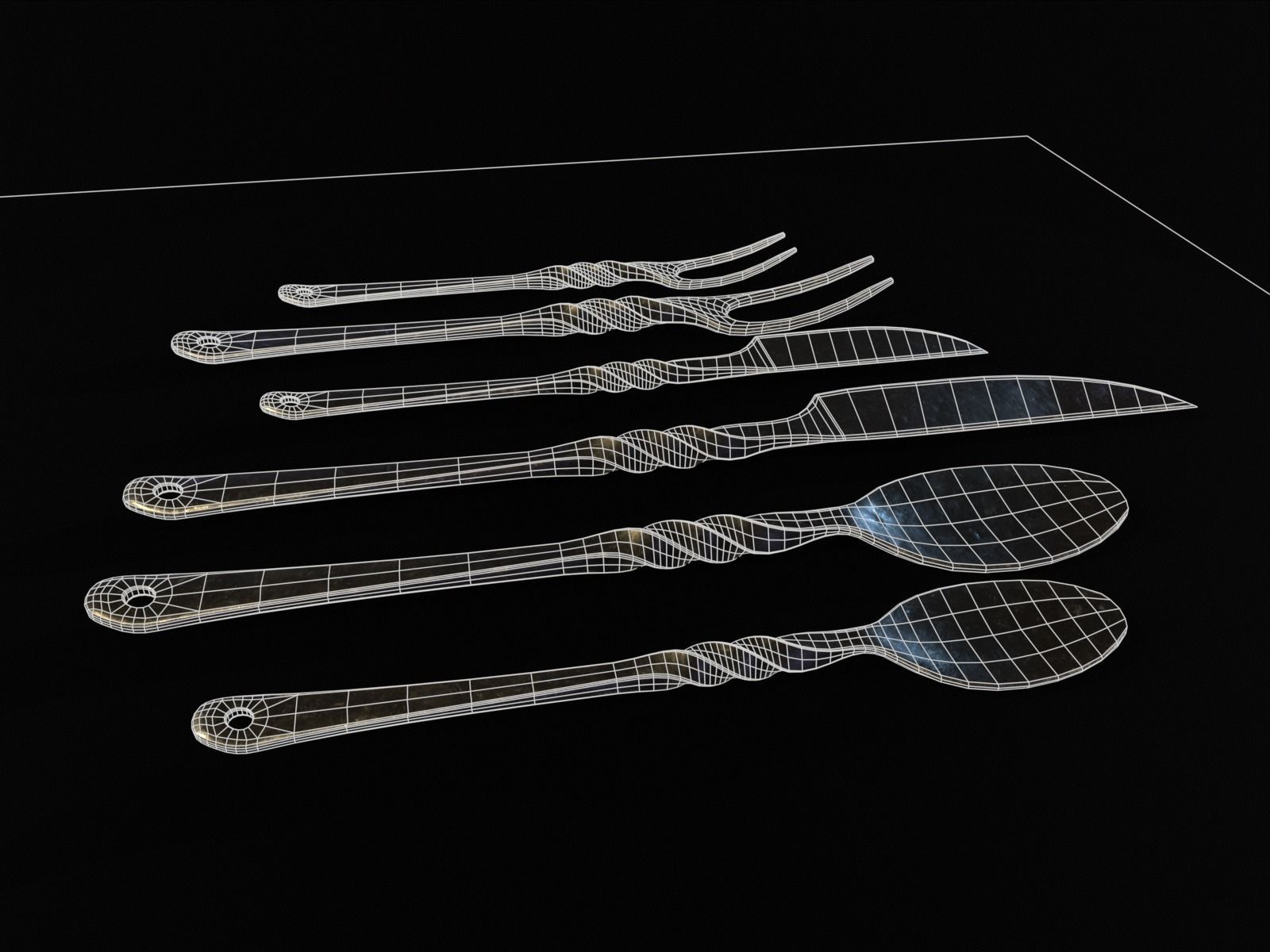 Iron Cutlery Set Low-poly 3D model_11