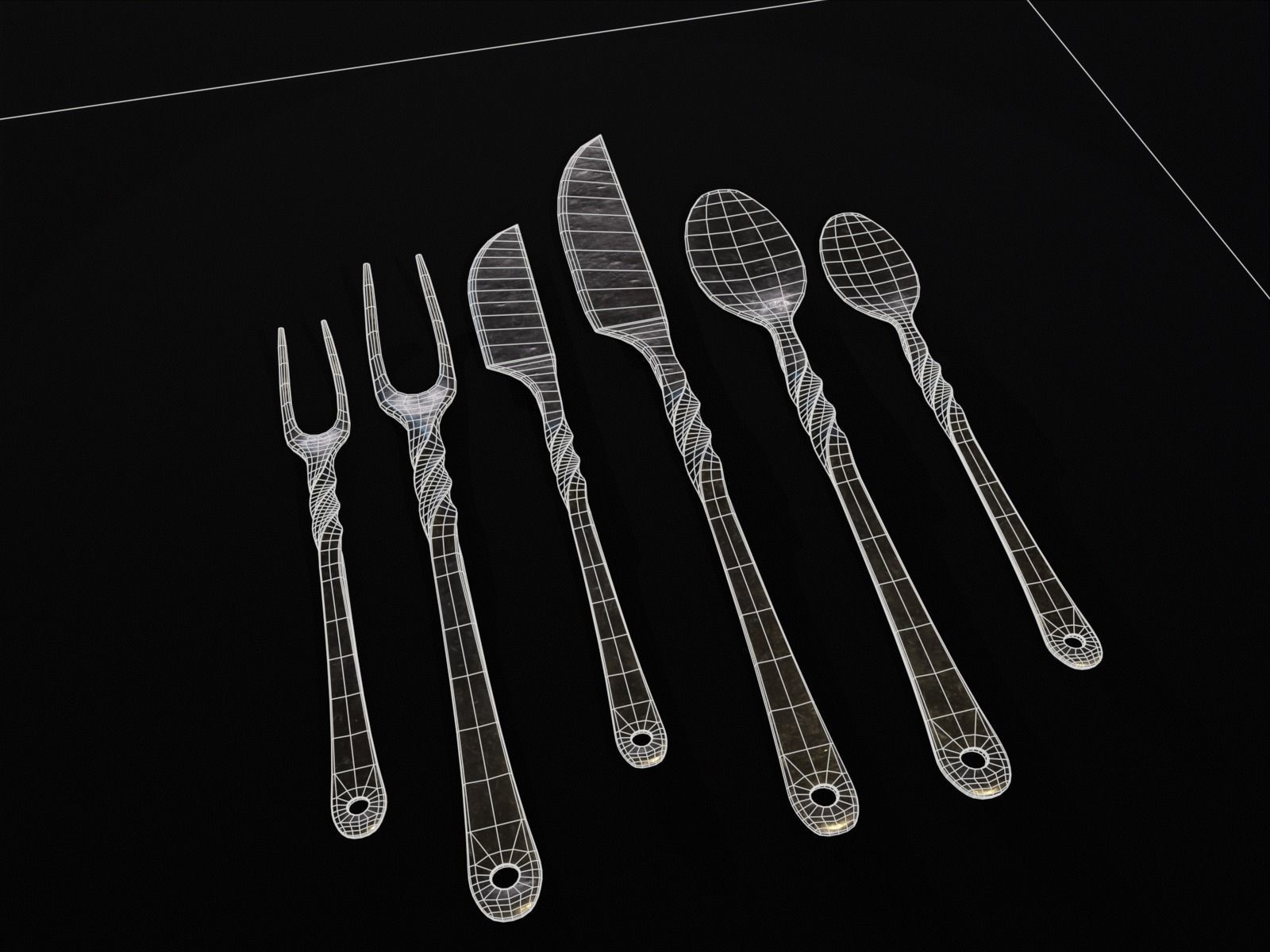 Iron Cutlery Set Low-poly 3D model_3